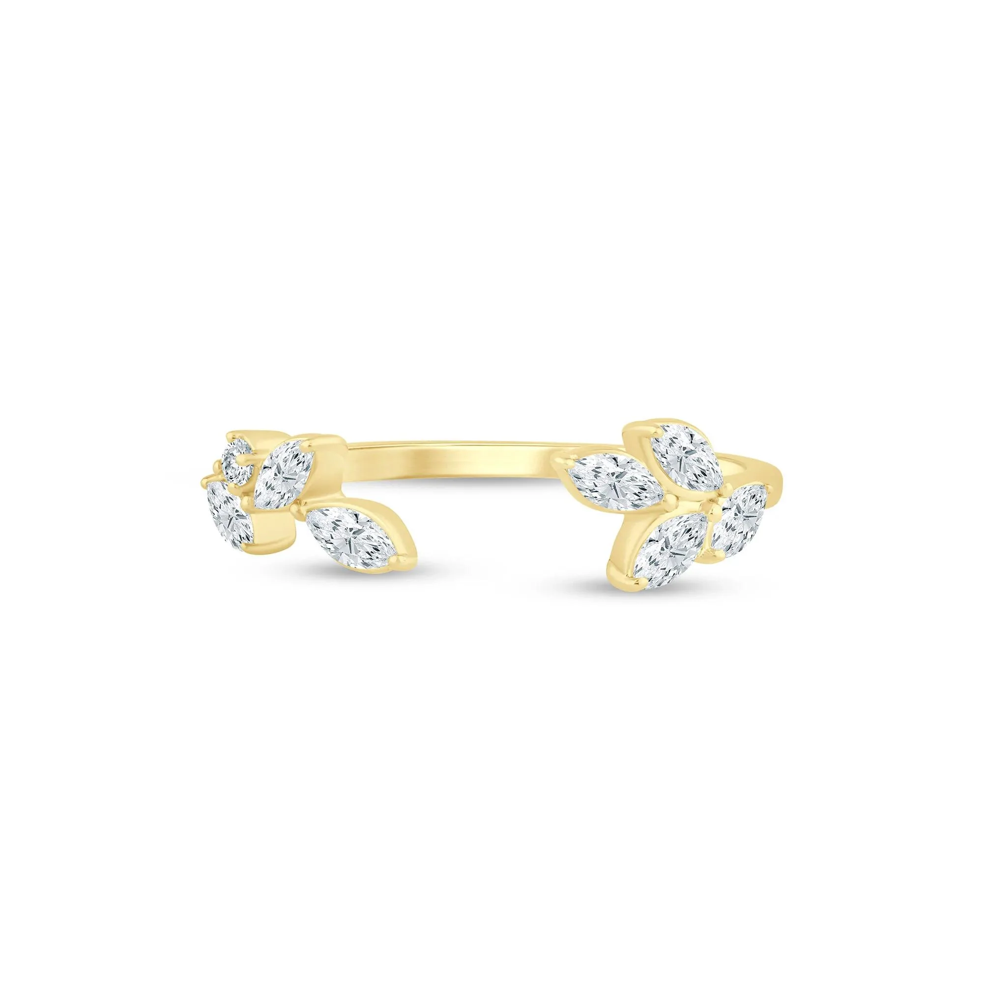 3/8 CT. Tw. Lab Grown Diamond Floral Open Anniversary Band Ring 14K Yellow Gold Size 7.5 1mm