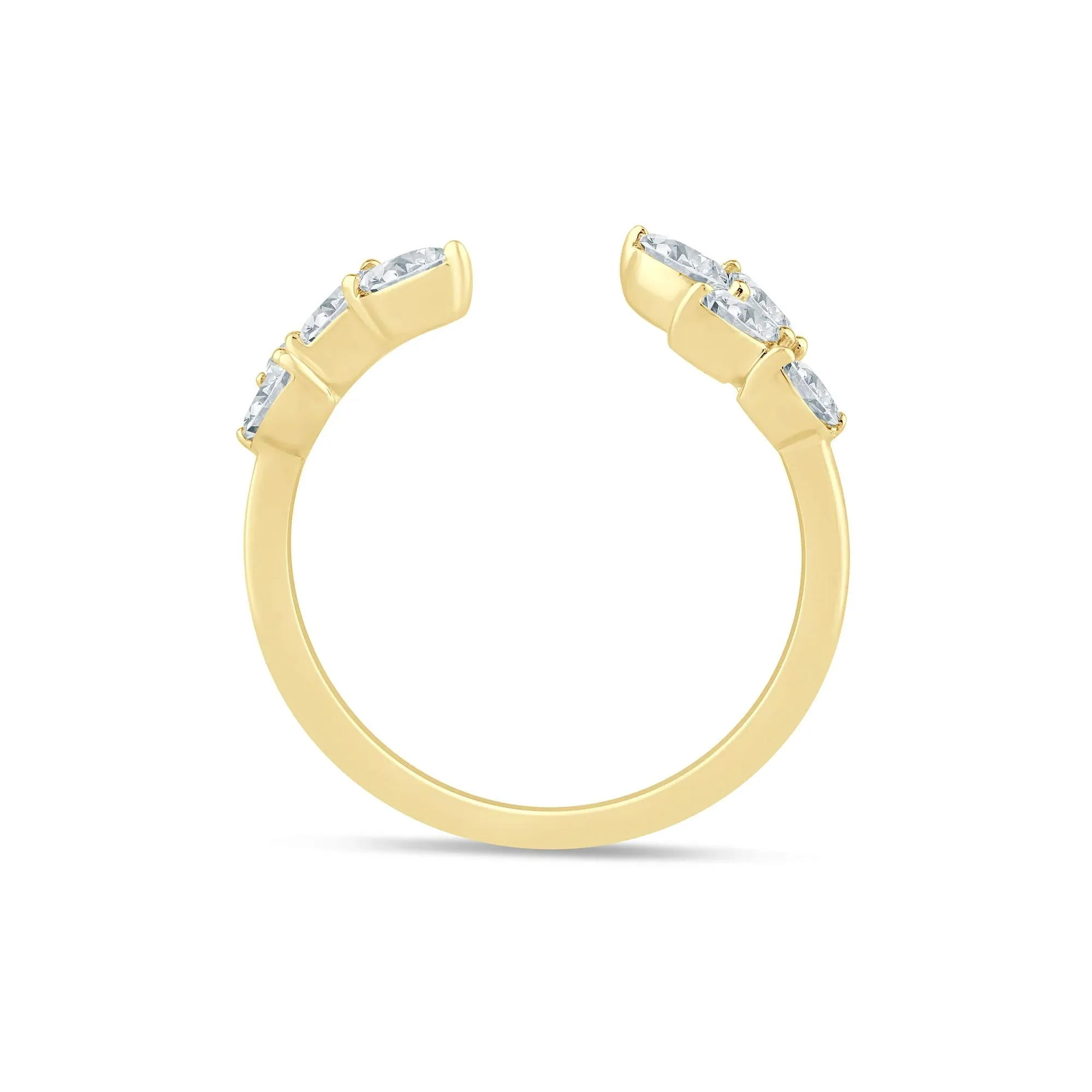 3/8 CT. Tw. Lab Grown Diamond Floral Open Anniversary Band Ring 14K Yellow Gold Size 8 1mm - Image 2