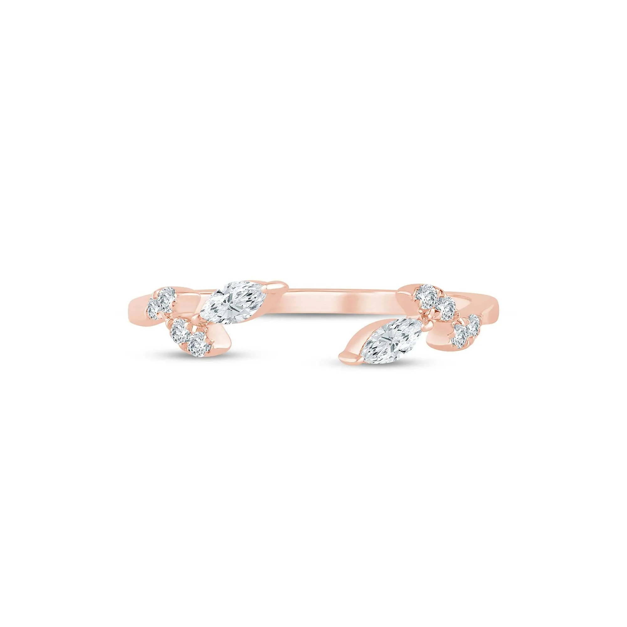 1/5 CT. Tw. Lab Grown Diamond Floral Open Anniversary Band Ring 14K Rose Gold Size 6 1mm