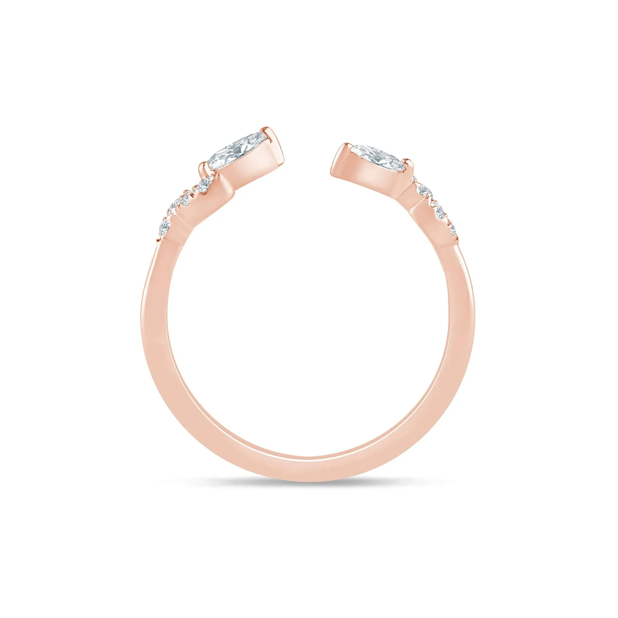 1/5 CT. Tw. Lab Grown Diamond Floral Open Anniversary Band Ring 14K Rose Gold Size 8.5 1mm - Image 2
