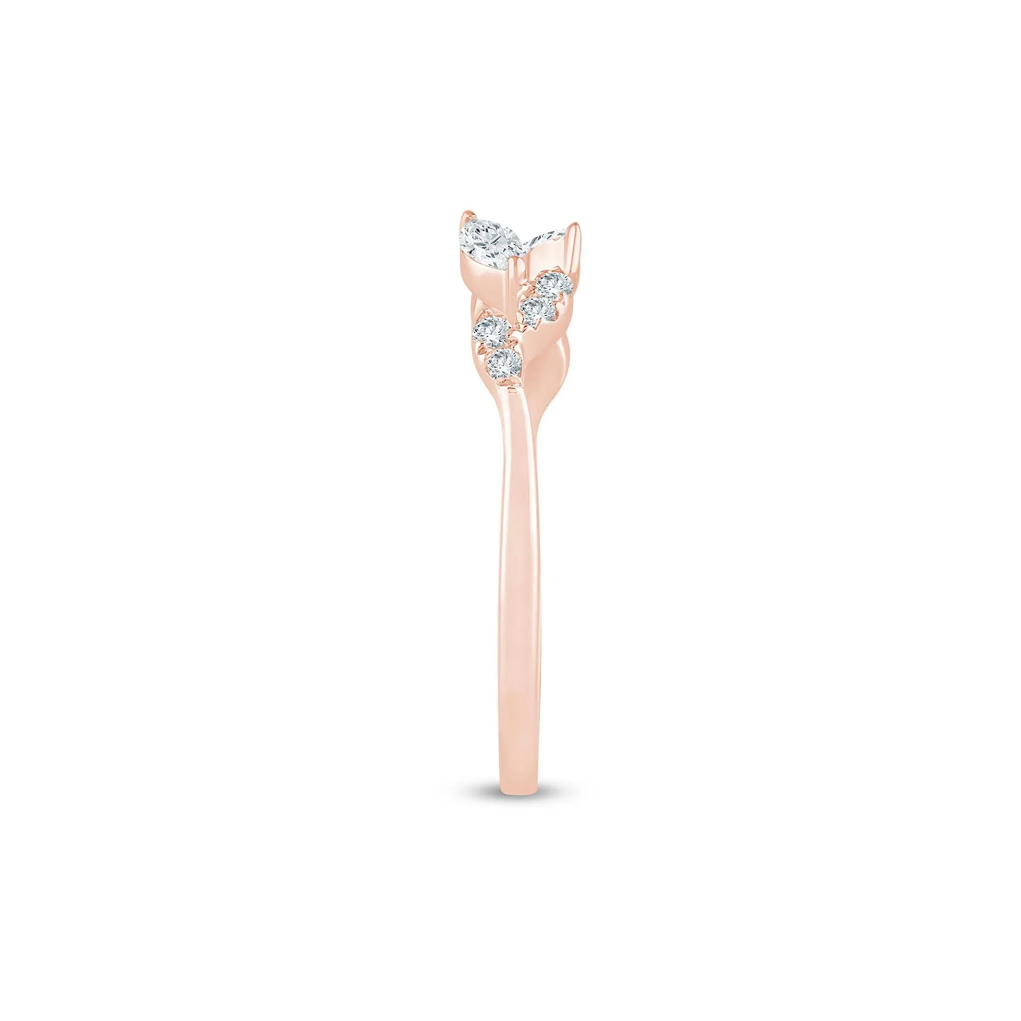 1/5 CT. Tw. Lab Grown Diamond Floral Open Anniversary Band Ring 14K Rose Gold Size 8.5 1mm - Image 3