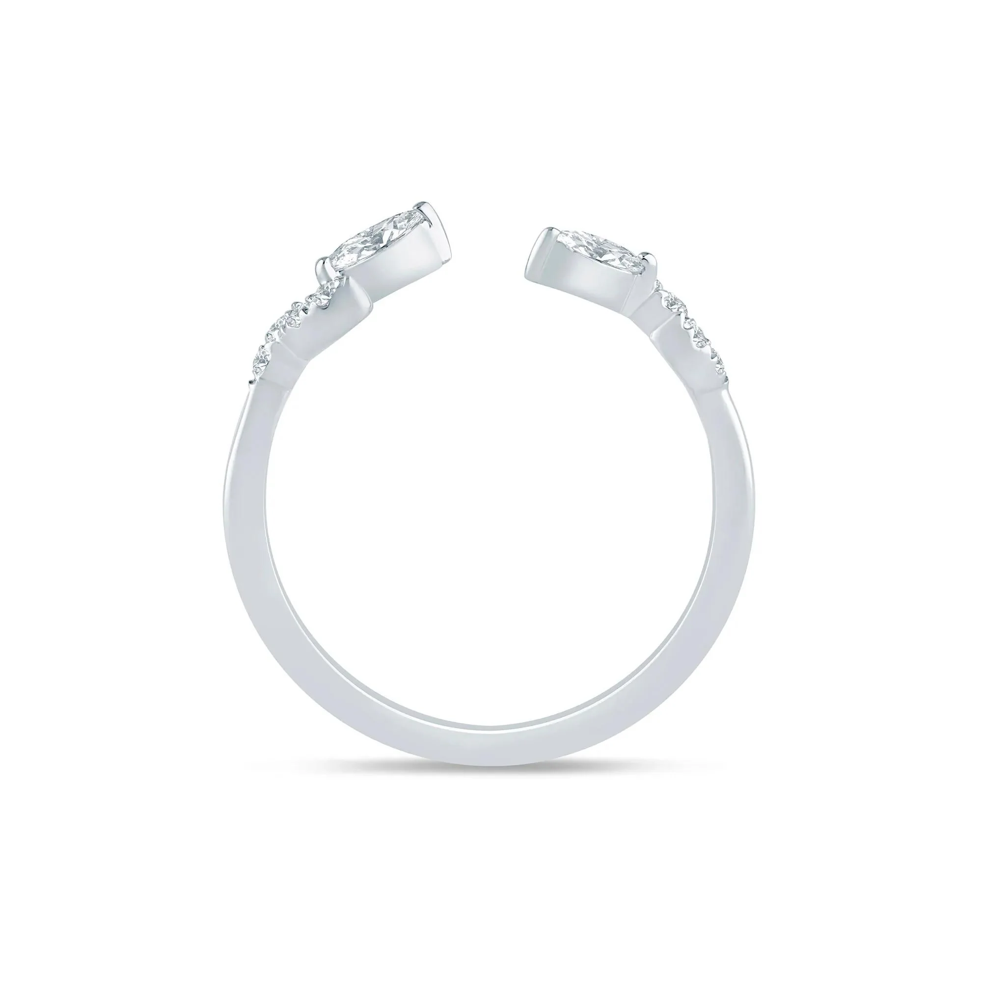 1/5 CT. Tw. Lab Grown Diamond Floral Open Anniversary Band Ring 14K White Gold Size 5.5 1mm - Image 2