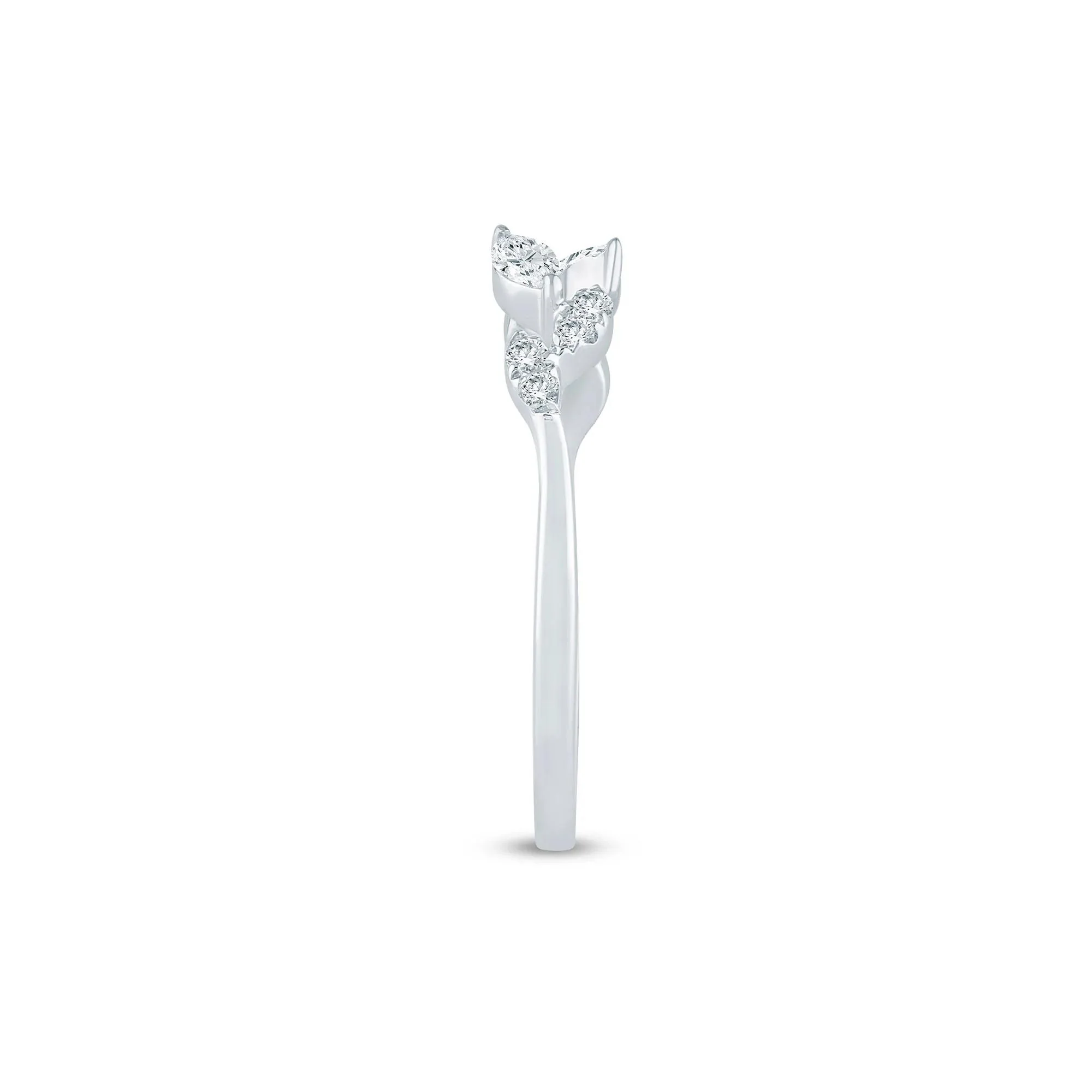 1/5 CT. Tw. Lab Grown Diamond Floral Open Anniversary Band Ring 14K White Gold Size 6 1mm - Image 3
