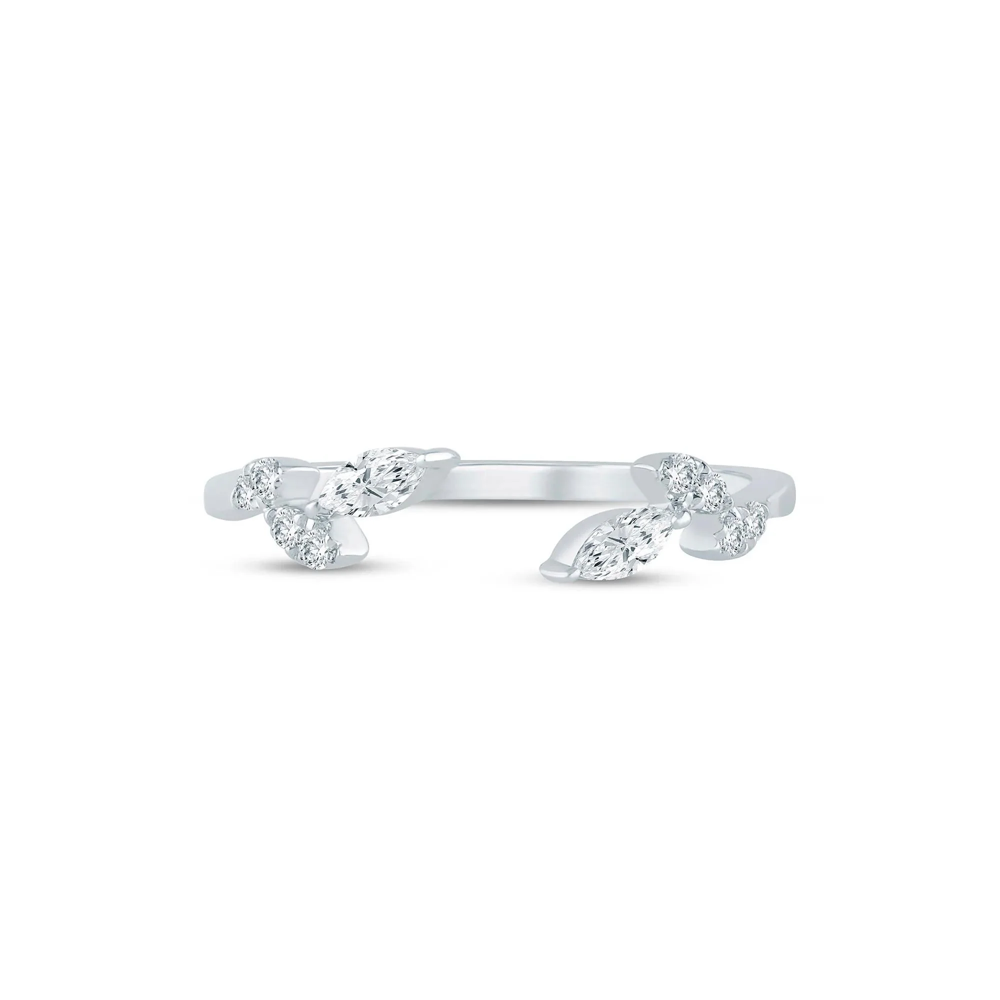 1/5 CT. Tw. Lab Grown Diamond Floral Open Anniversary Band Ring 14K White Gold Size 9 1mm