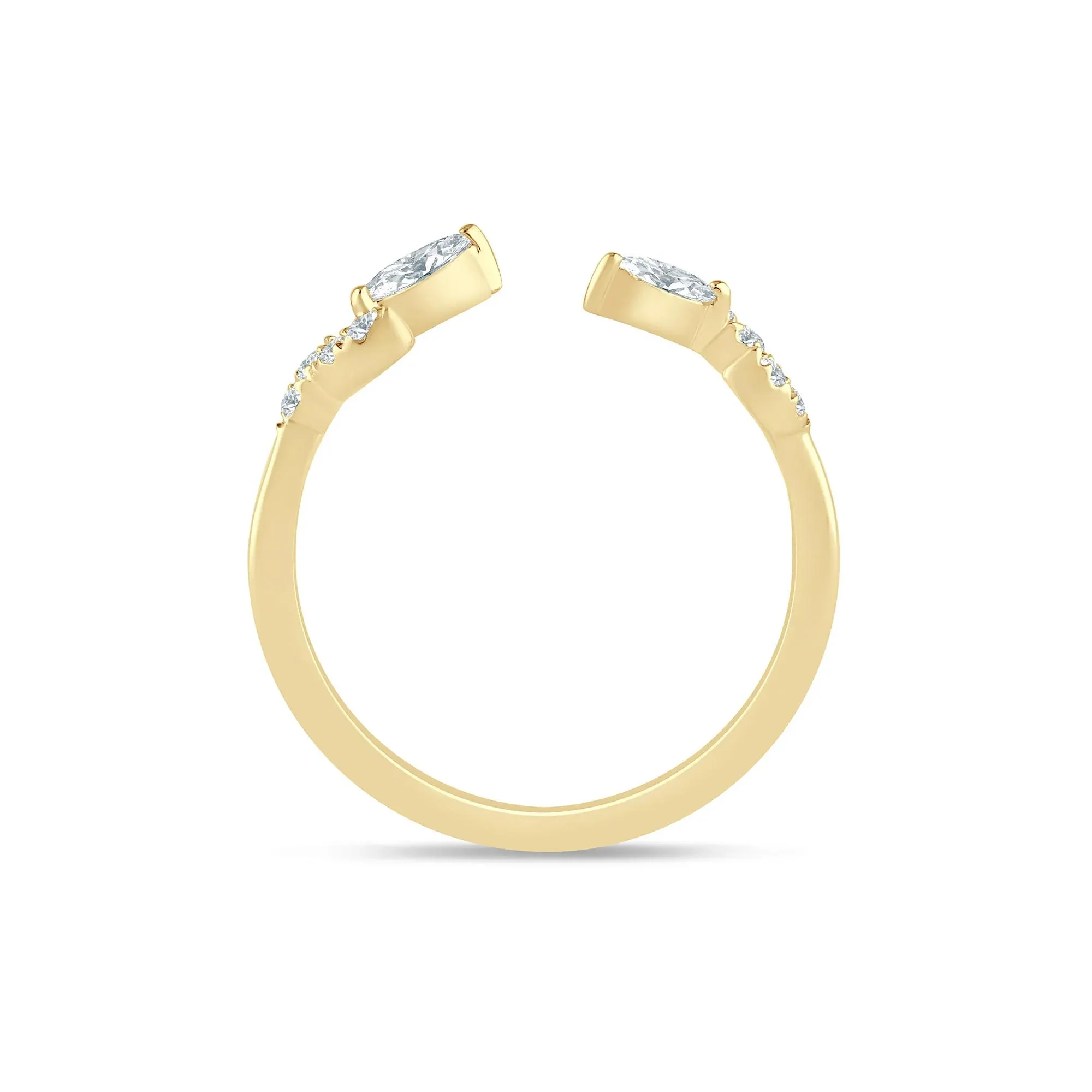 1/5 CT. Tw. Lab Grown Diamond Floral Open Anniversary Band Ring 14K Yellow Gold Size 7 1mm - Image 2