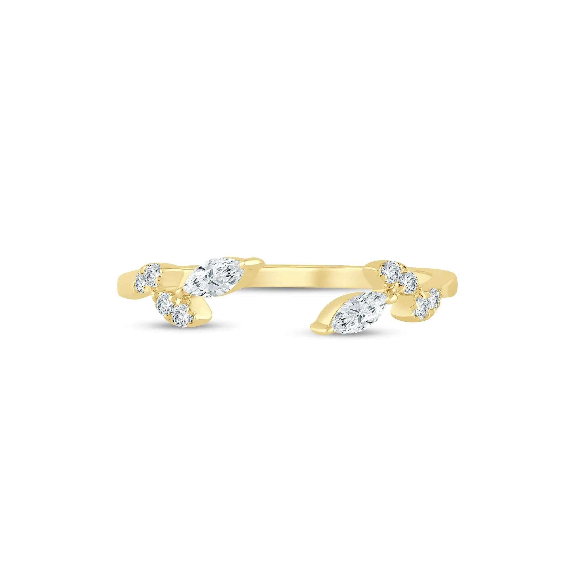 1/5 CT. Tw. Lab Grown Diamond Floral Open Anniversary Band Ring 14K Yellow Gold Size 7.5 1mm
