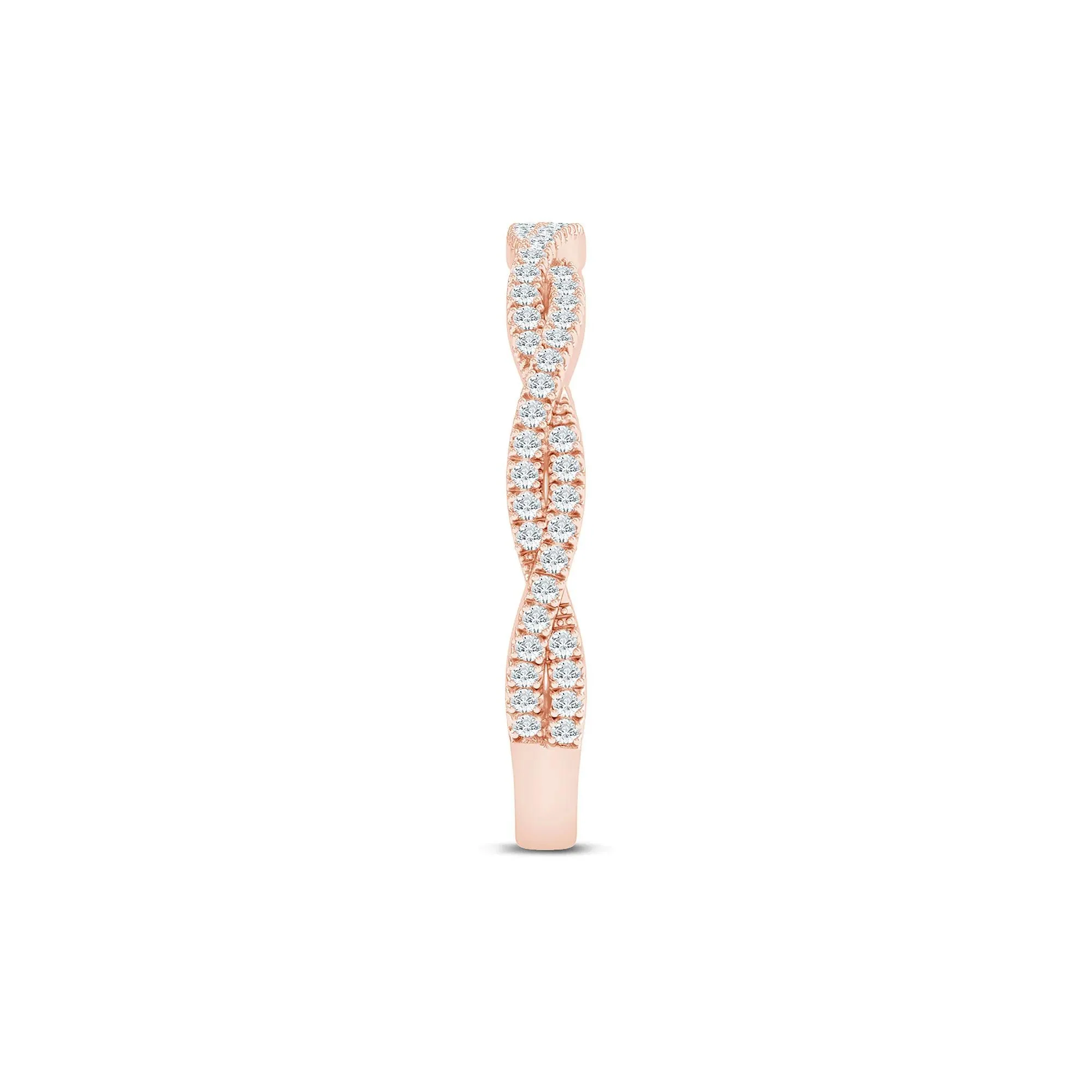 1/5 CT. Tw. Lab Grown Diamond Twist Anniversary Band Ring 10K Rose Gold Size 6.5 1.5mm - Image 3