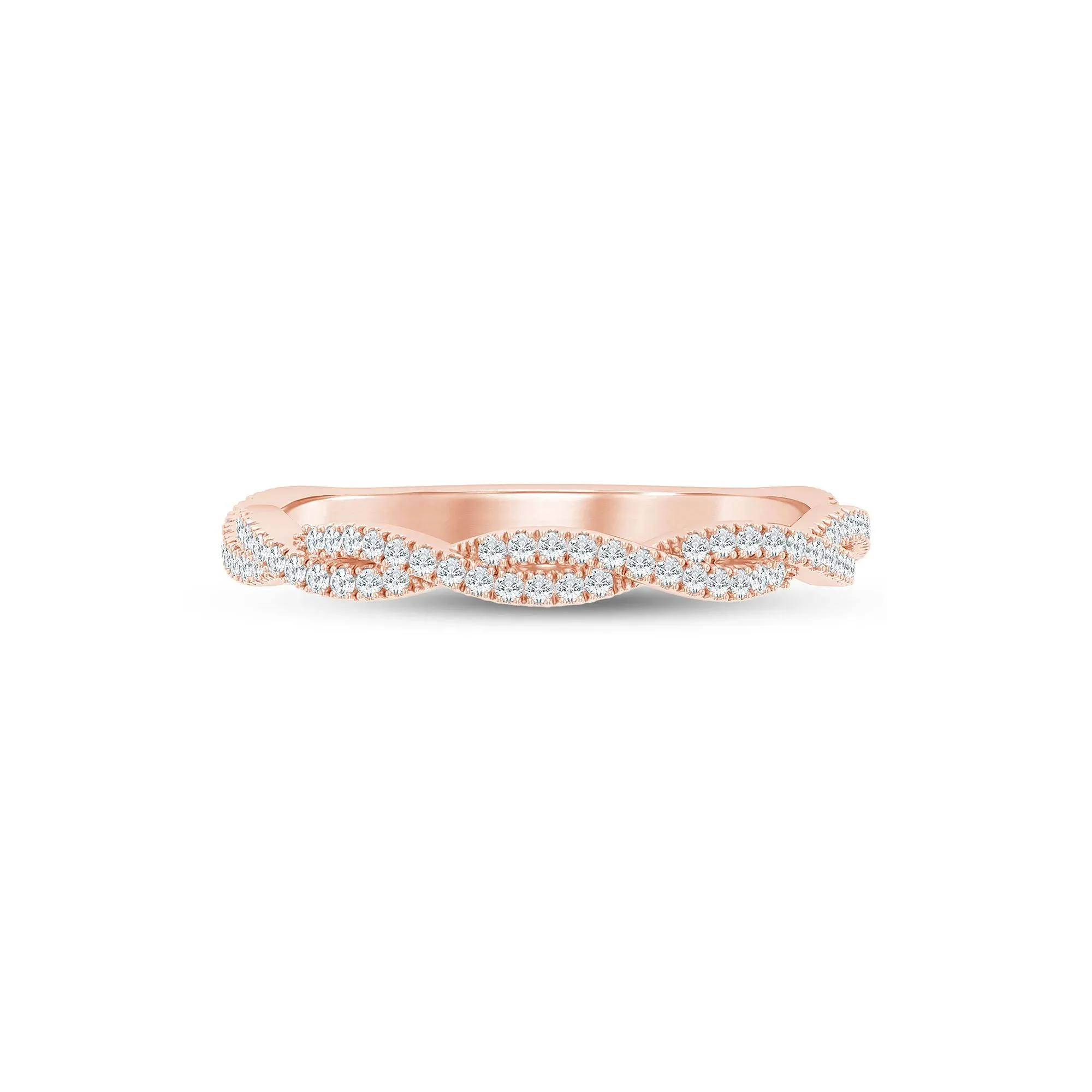 1/5 CT. Tw. Lab Grown Diamond Twist Anniversary Band Ring 10K Rose Gold Size 8 1.5mm