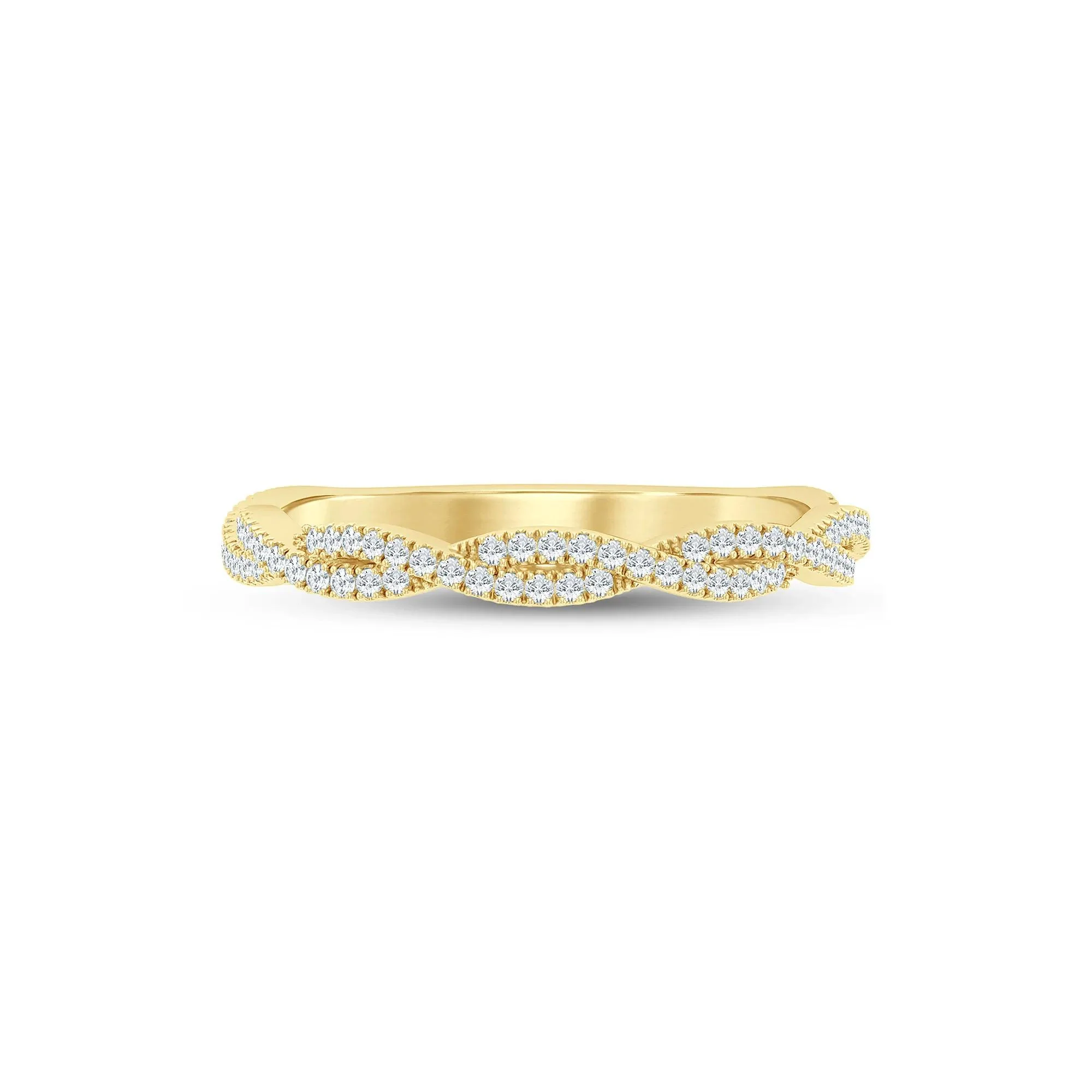1/5 CT. Tw. Lab Grown Diamond Twist Anniversary Band Ring 10K Yellow Gold Size 5.5 1.5mm