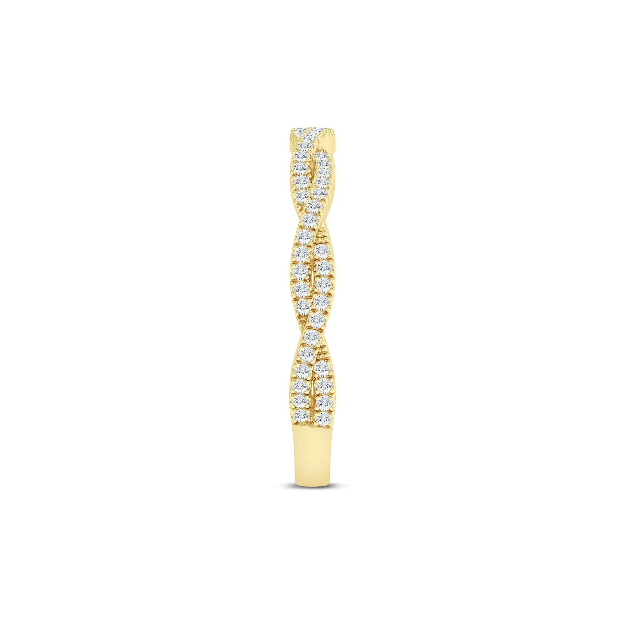 1/5 CT. Tw. Lab Grown Diamond Twist Anniversary Band Ring 10K Yellow Gold Size 7.5 1.5mm - Image 3