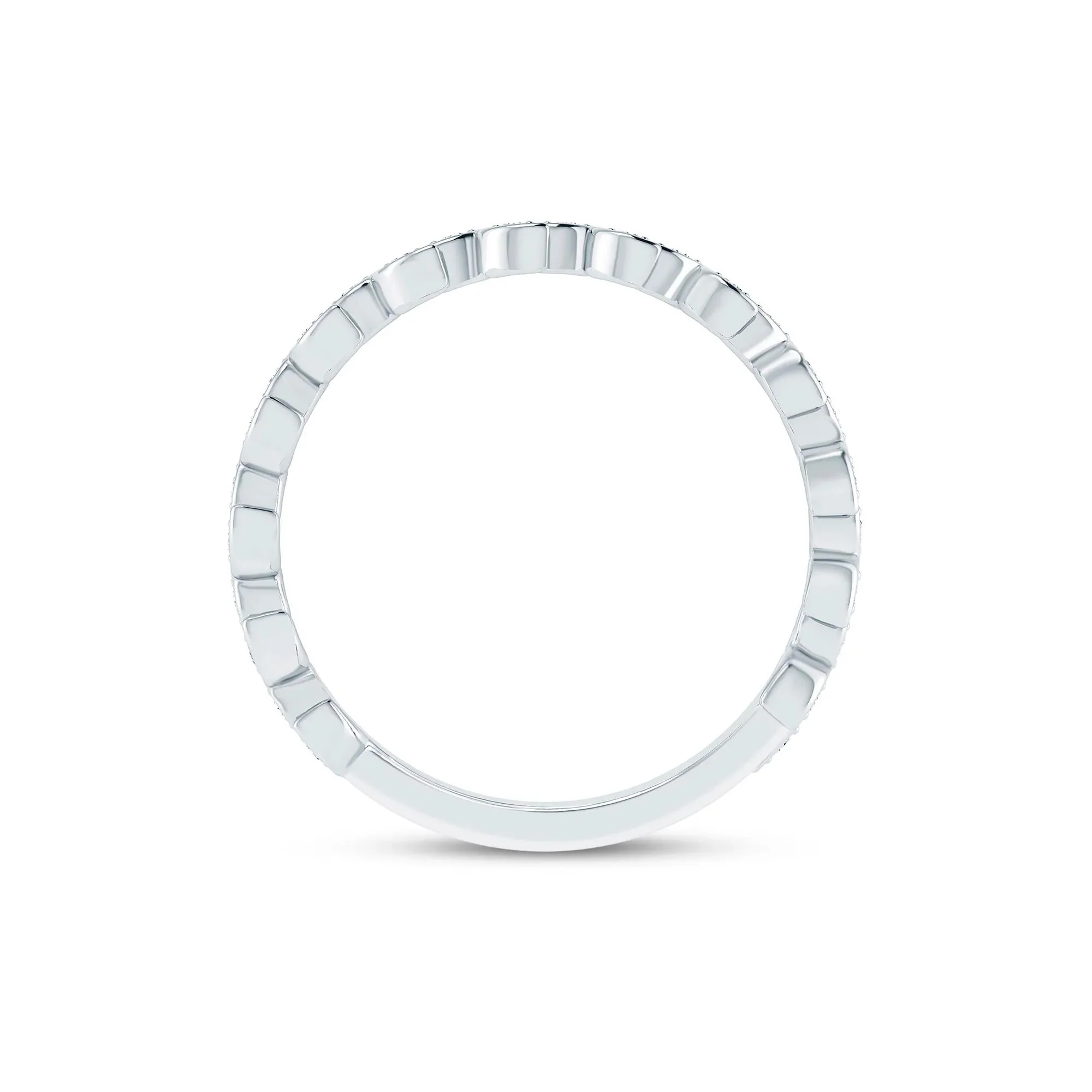 1/7 CT. Tw. Lab Grown Diamond Floral Stack Anniversary Band Ring 10K White Gold Size 5 1mm - Image 2