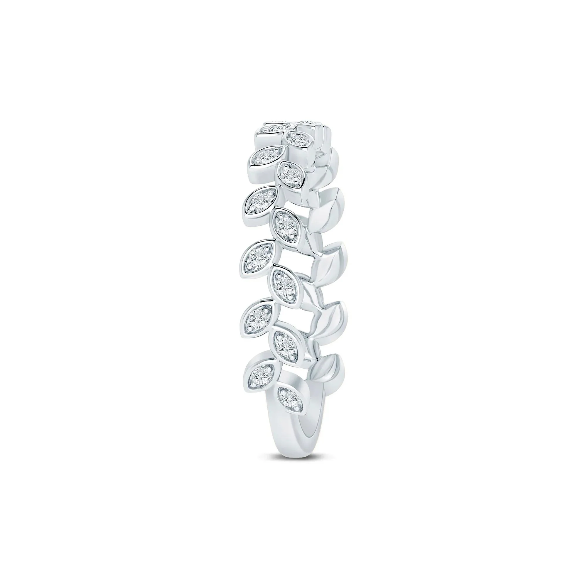 1/7 CT. Tw. Lab Grown Diamond Floral Stack Anniversary Band Ring 10K White Gold Size 5 1mm - Image 3
