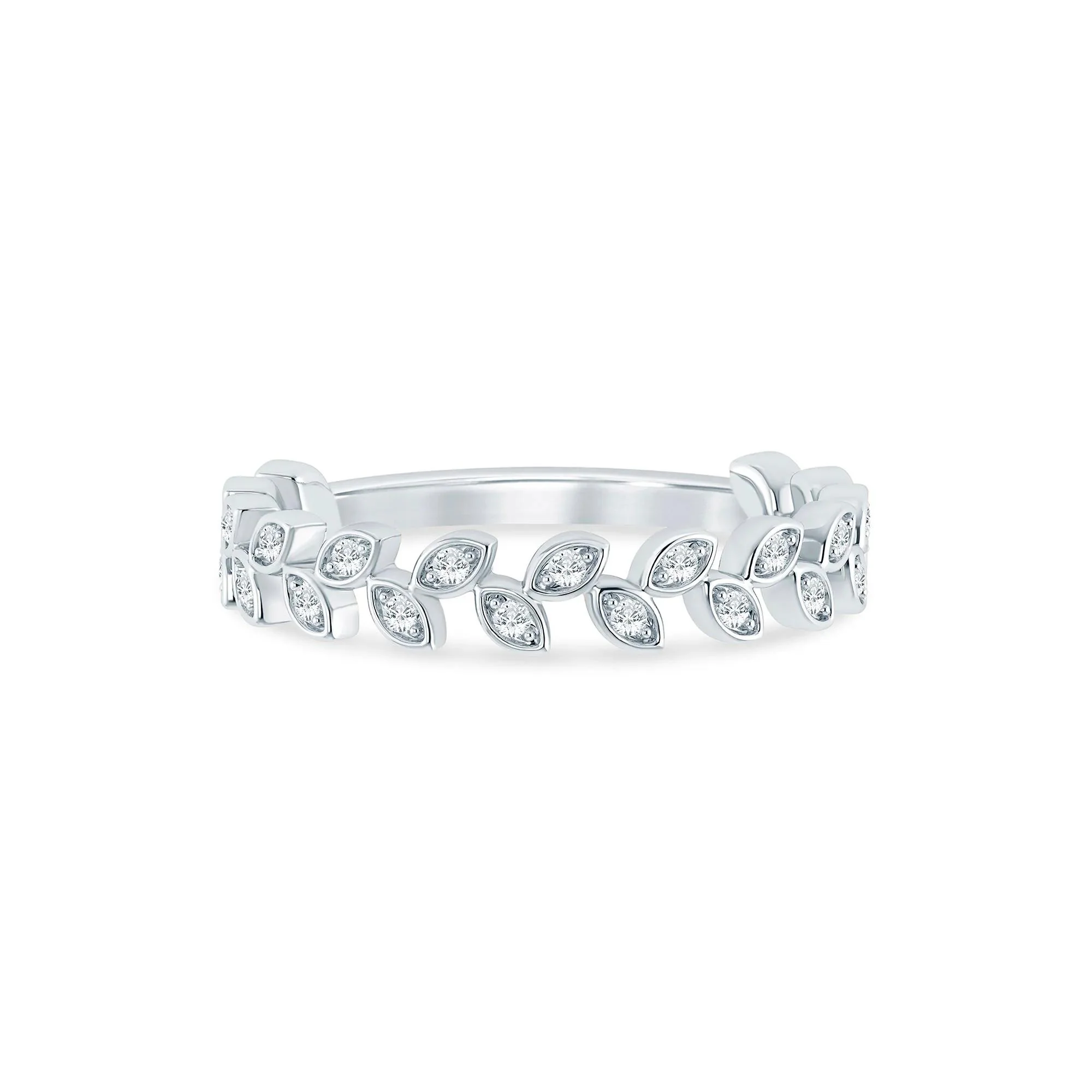 1/7 CT. Tw. Lab Grown Diamond Floral Stack Anniversary Band Ring 10K White Gold Size 5.5 1mm