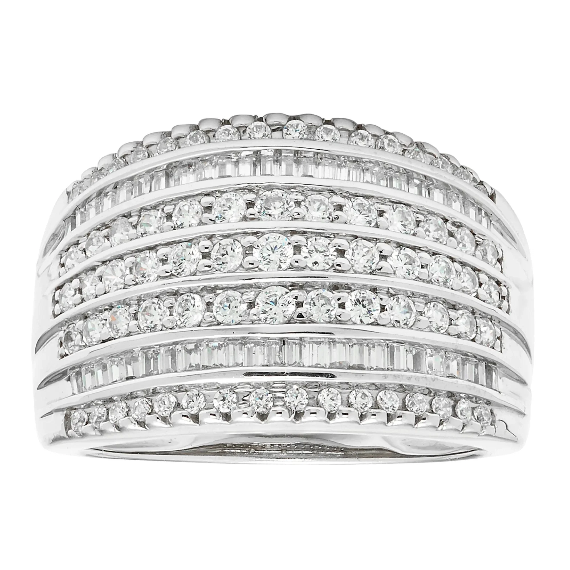 1 CT. Tw. Diamond Multi-Row Anniversary Band Ring 10K White Gold Size 6.5