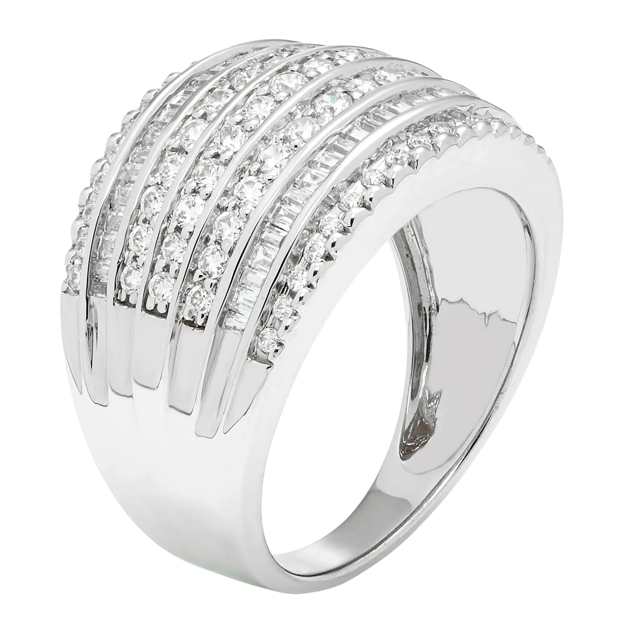1 CT. Tw. Diamond Multi-Row Anniversary Band Ring 10K White Gold Size 8 - Image 3