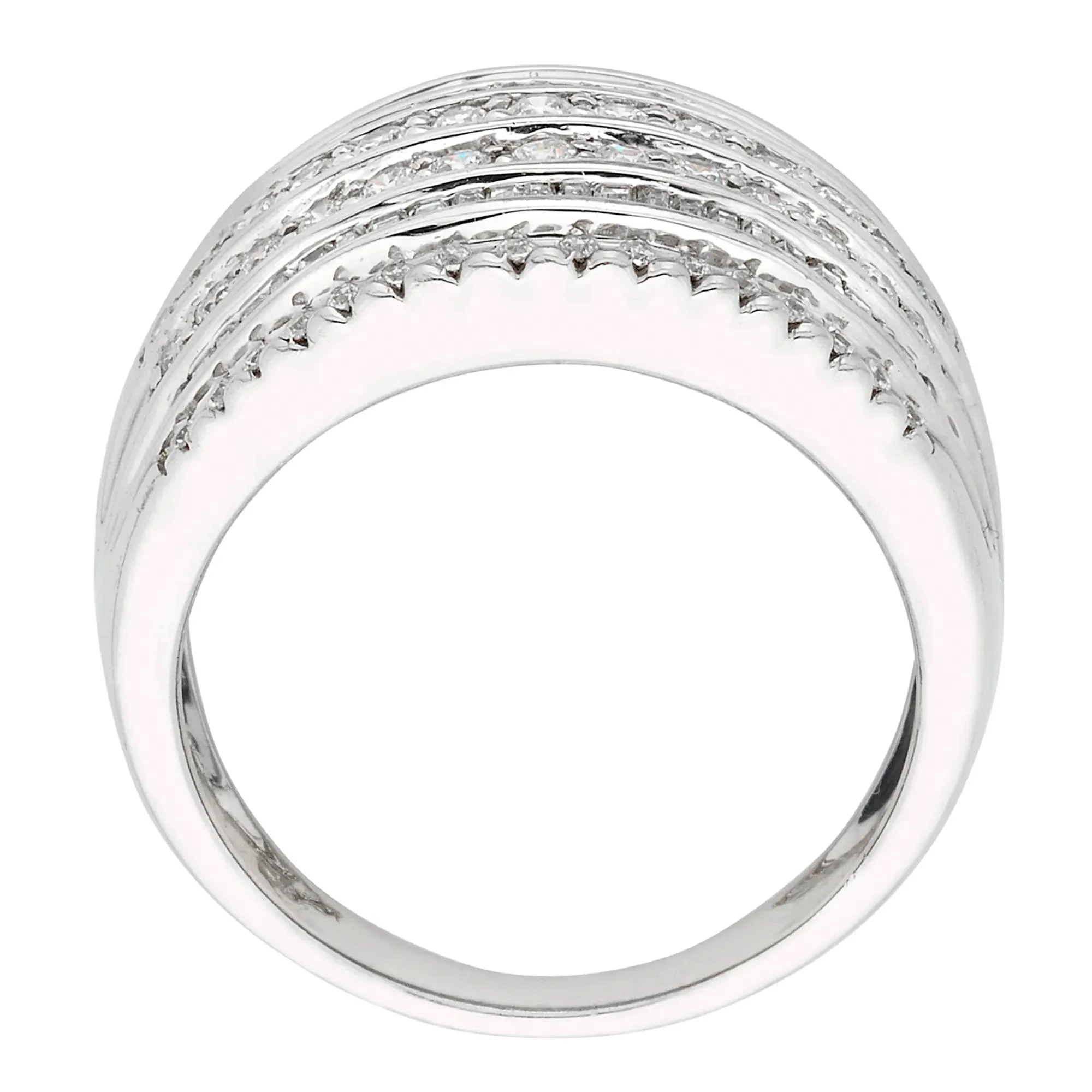 1 CT. Tw. Diamond Multi-Row Anniversary Band Ring 10K White Gold Size 8.5 - Image 2