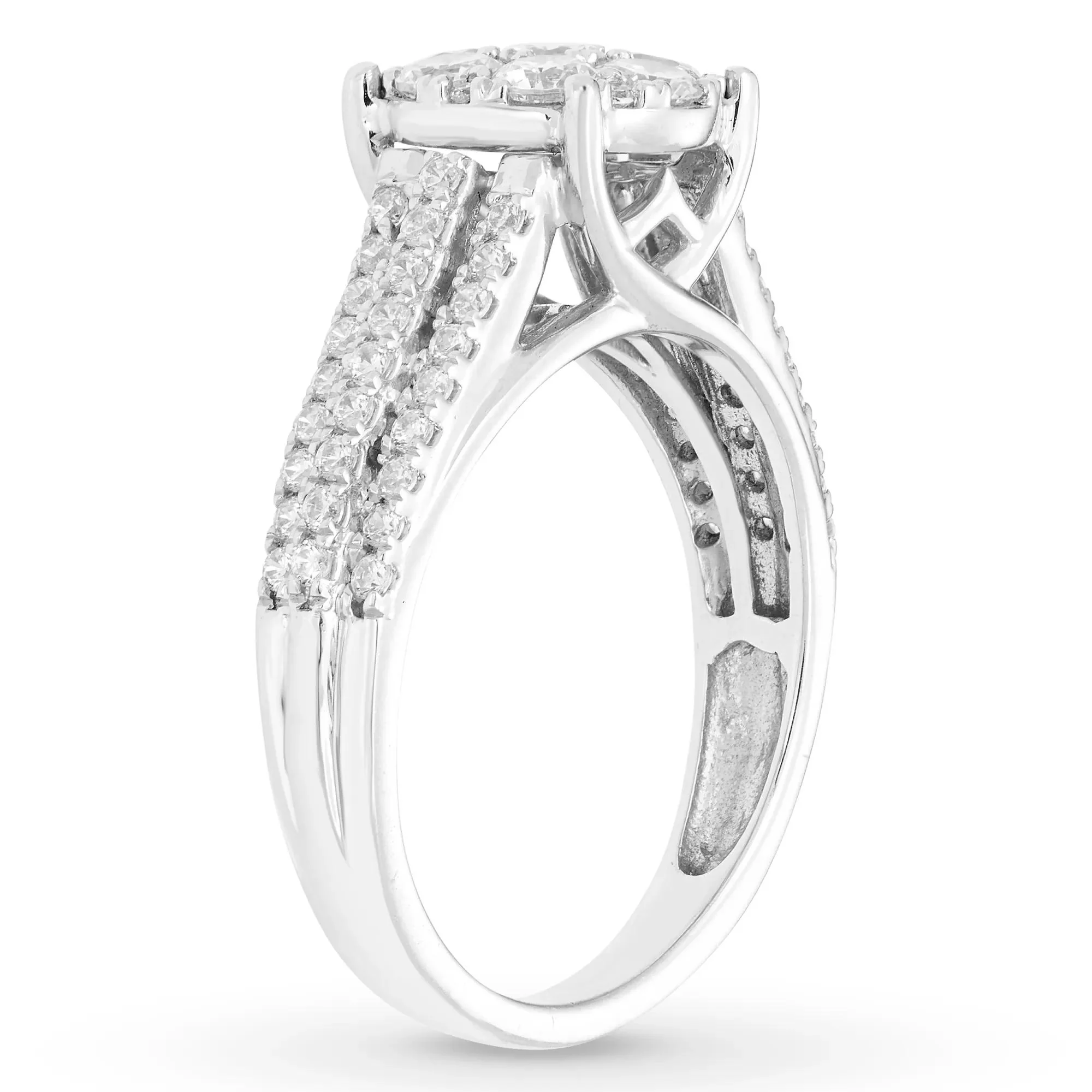 1 CT. Tw. Diamond Composite Engagement Ring 10K White Gold Round Brilliant Cut Size 7 - Image 2