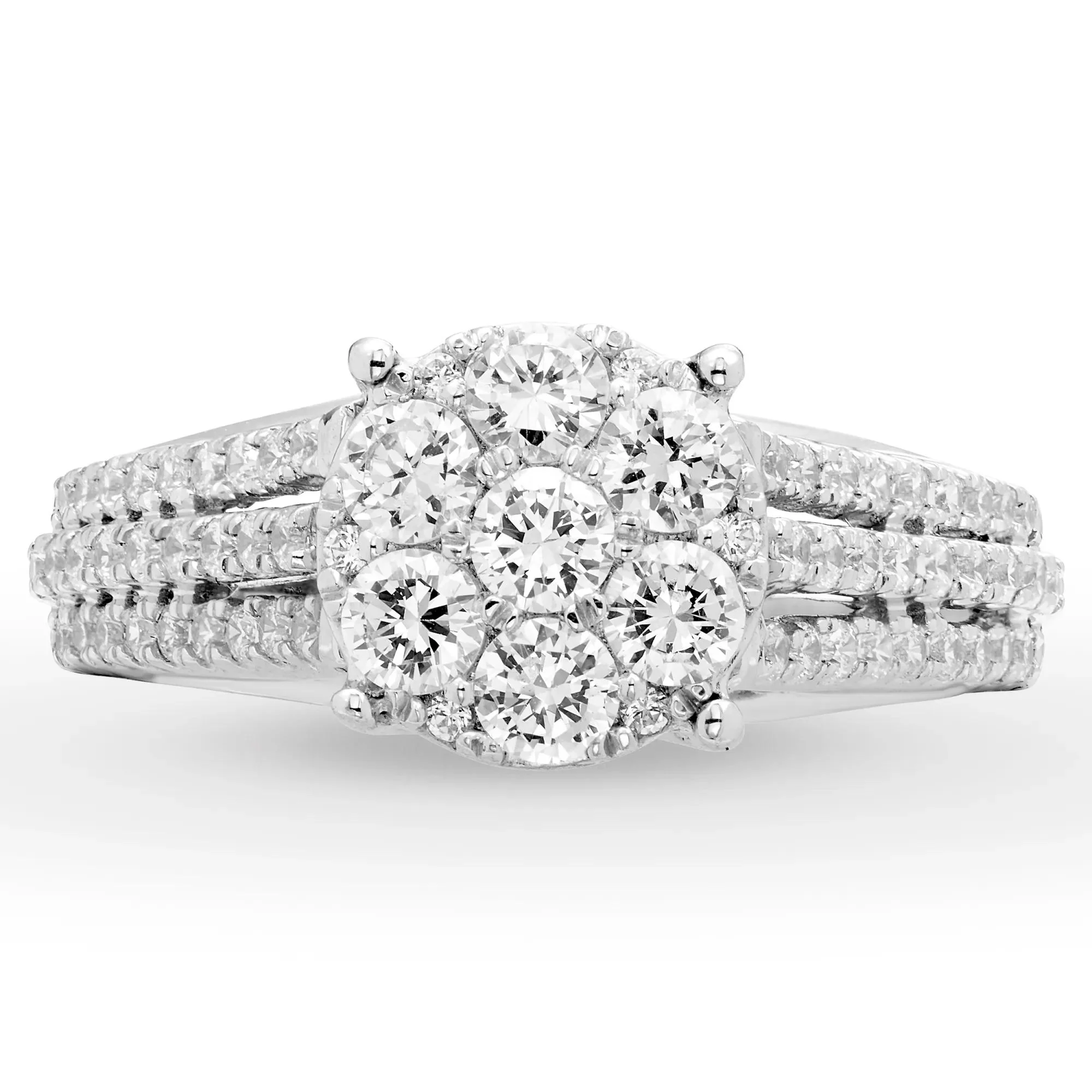1 CT. Tw. Diamond Composite Engagement Ring 10K White Gold Round Brilliant Cut Size 8