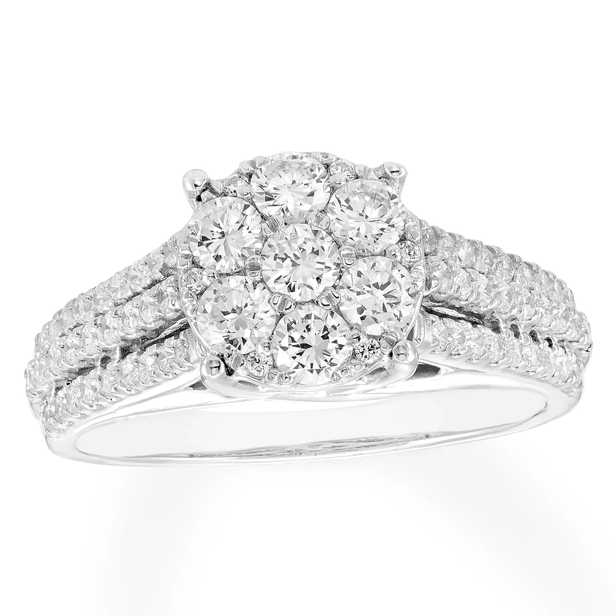 1 CT. Tw. Diamond Composite Engagement Ring 10K White Gold Round Brilliant Cut Size 8.5 - Image 3