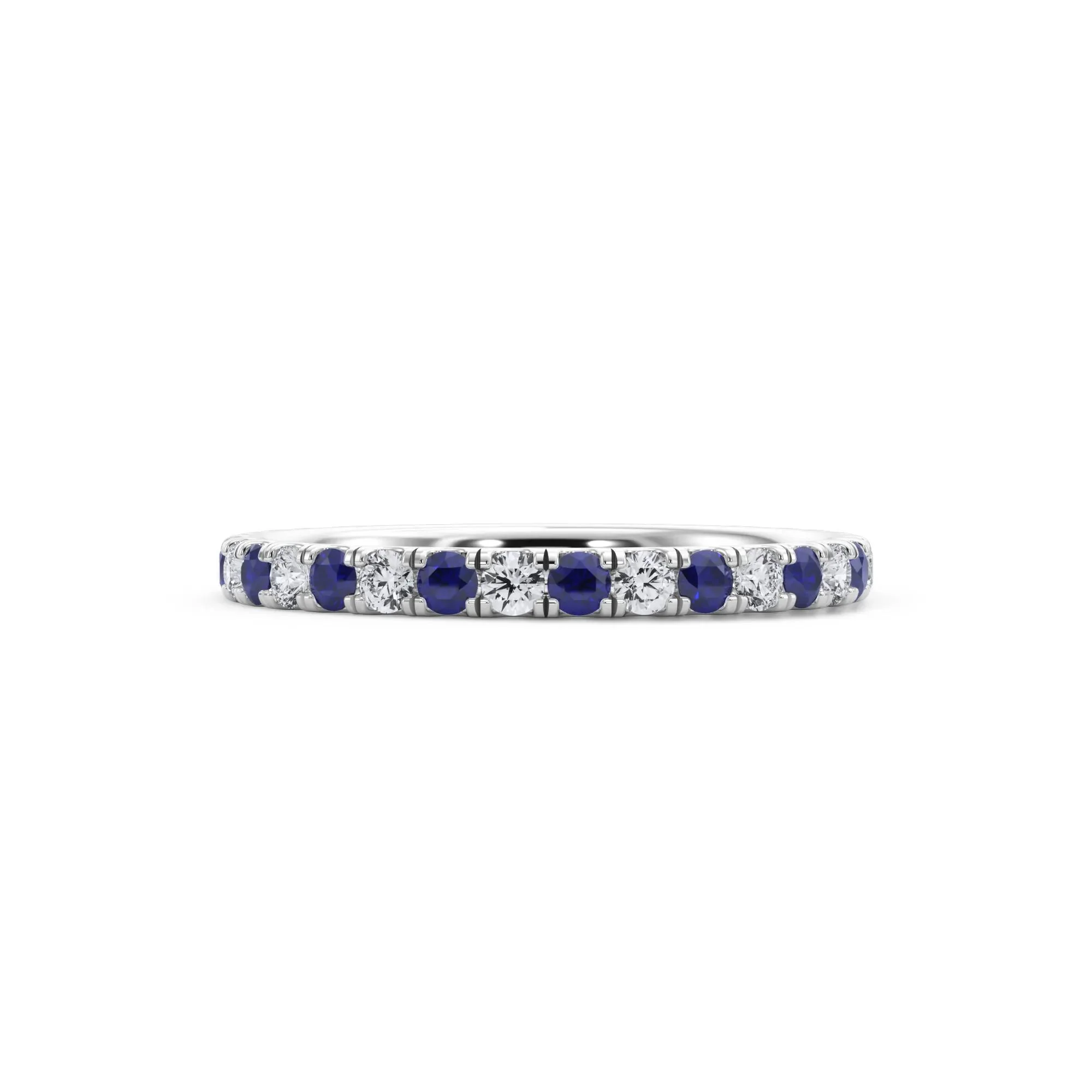 1/3 CT. Tw. Lab Grown Diamond & Lab-Created Sapphire Anniversary Band Ring 14K White Gold Size 4 3mm