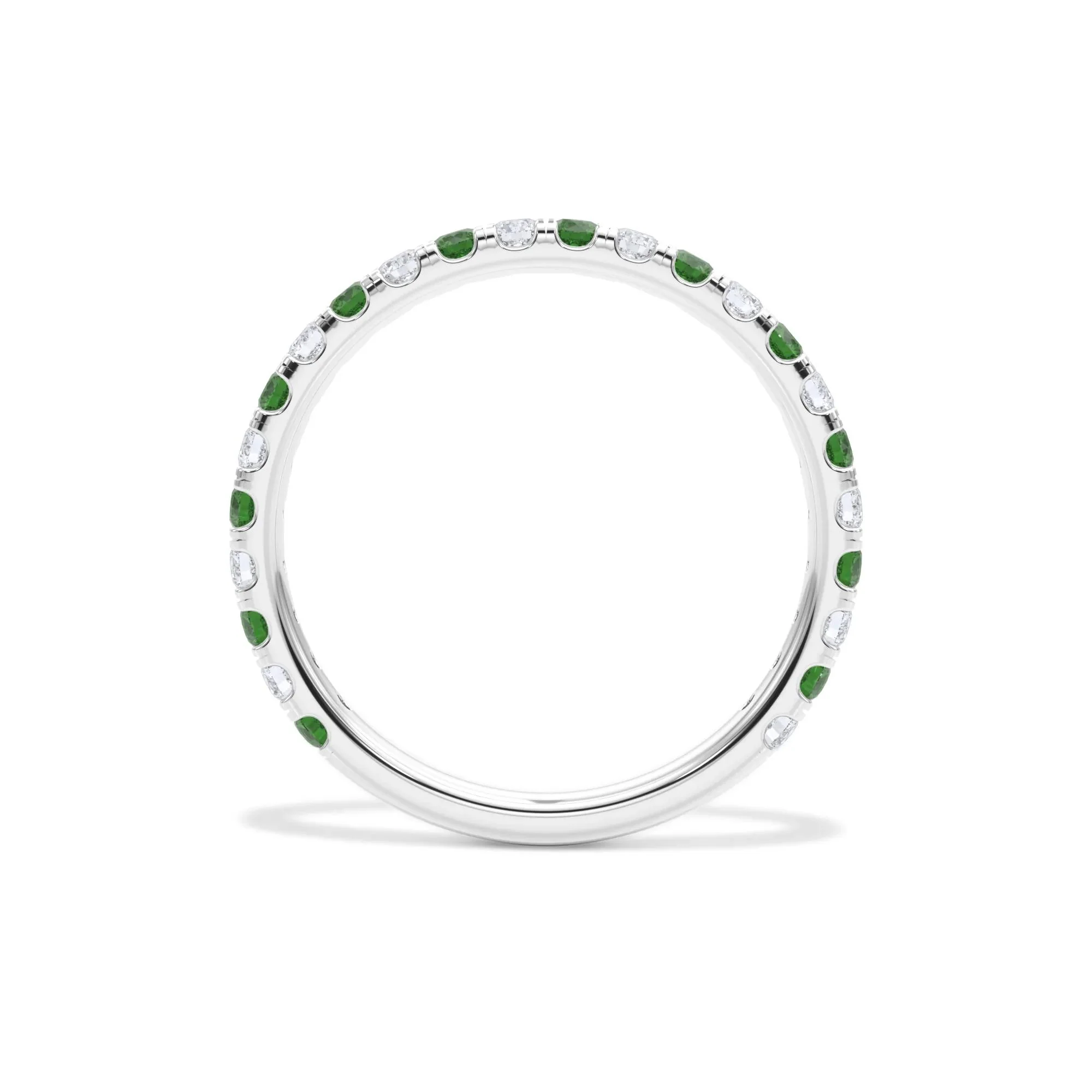 1/3 CT. Tw. Lab Grown Diamond & Lab-Created Emerald Anniversary Band Ring Platinum White Size 8 3mm - Image 2