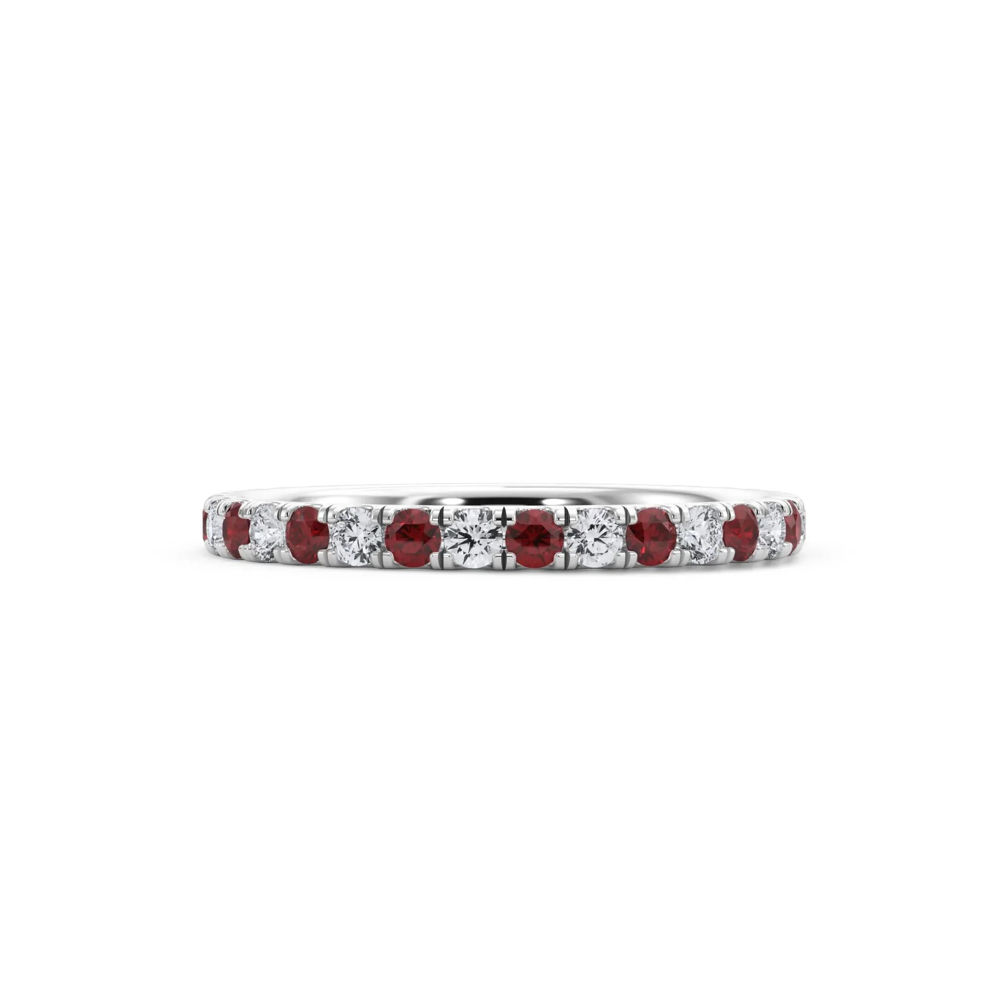 1/3 CT. Tw. Lab Grown Diamond & Lab-Created Ruby Anniversary Band Ring Platinum White Size 9 3mm