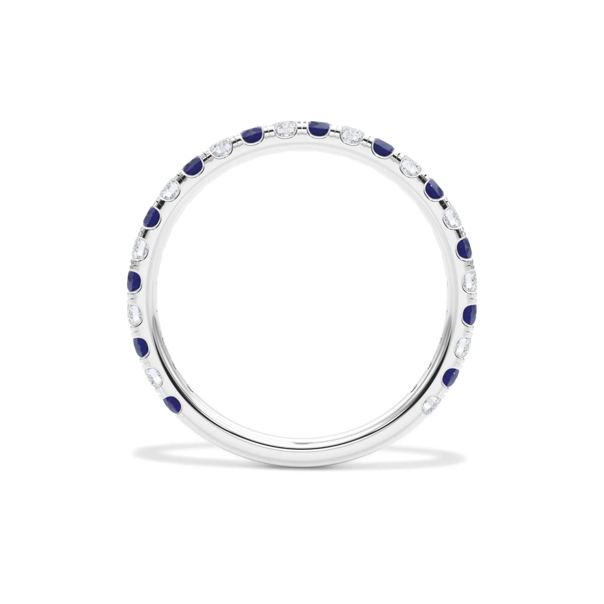 1/3 CT. Tw. Lab Grown Diamond & Lab-Created Sapphire Anniversary Band Ring Platinum White Size 5.5 3mm - Image 2