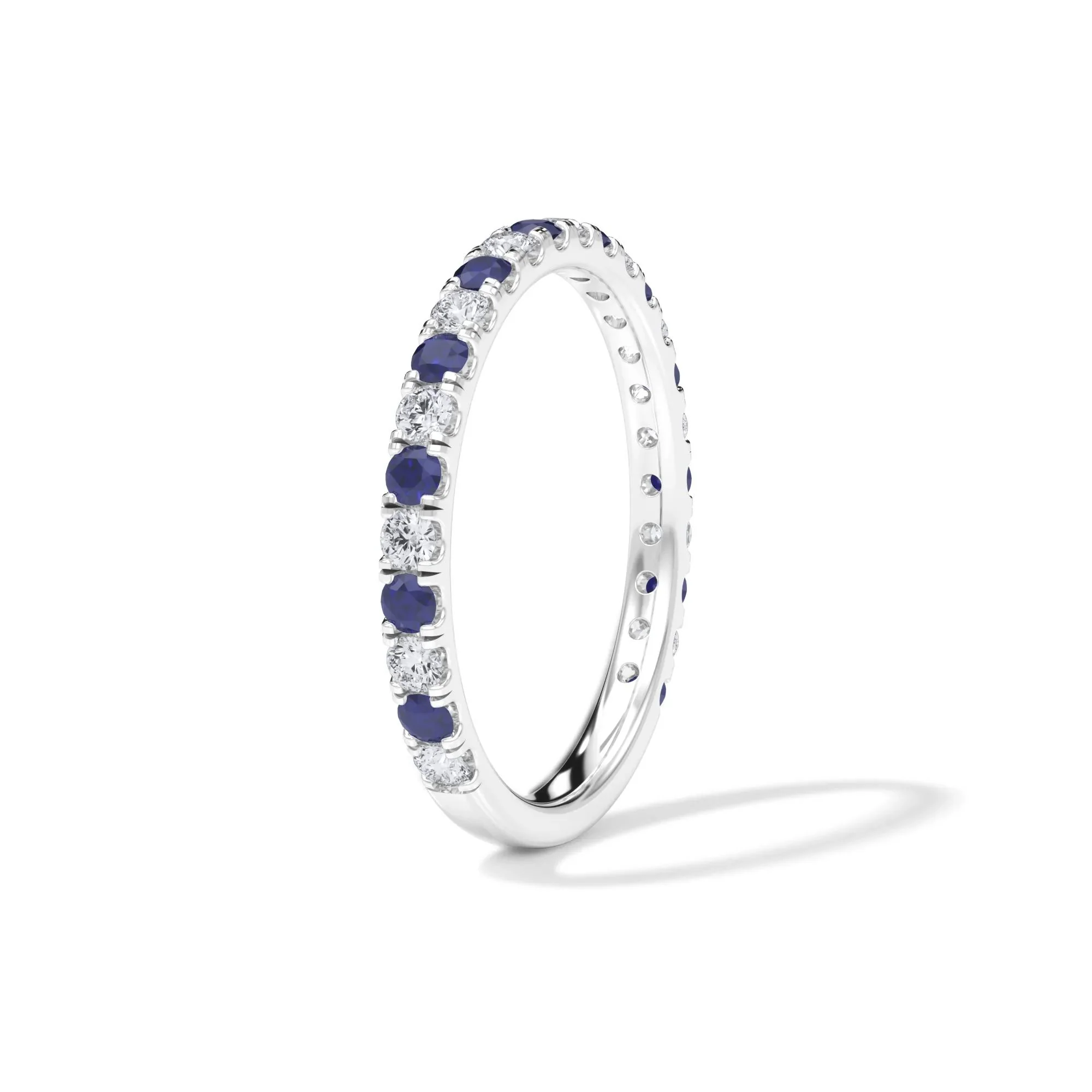 1/3 CT. Tw. Lab Grown Diamond & Lab-Created Sapphire Anniversary Band Ring Platinum White Size 8 3mm - Image 3
