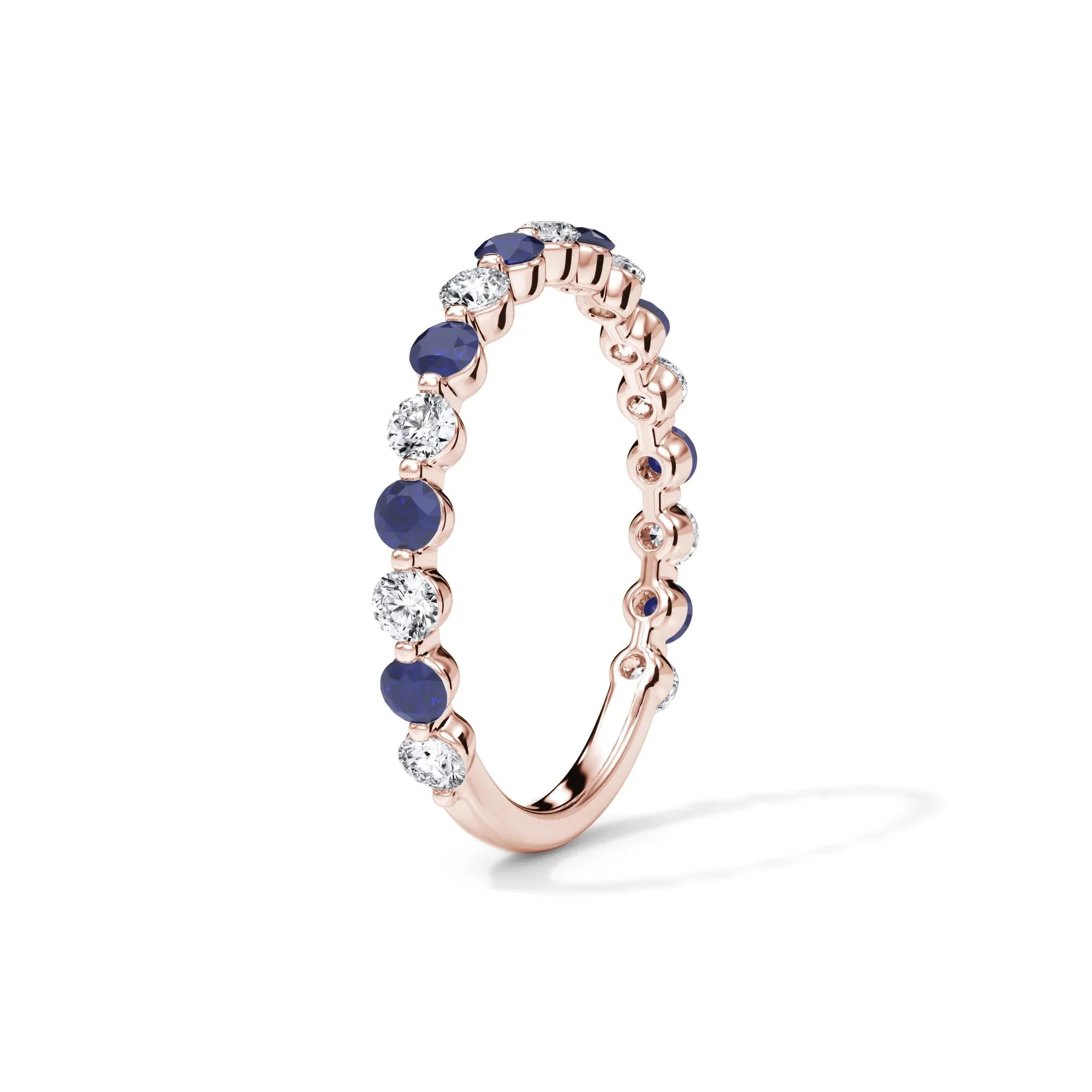 1/3 CT. Tw. Lab Grown Diamond & Lab-Created Sapphire Half Eternity Anniversary Band Ring 14K Rose Gold Size 9 3mm - Image 3