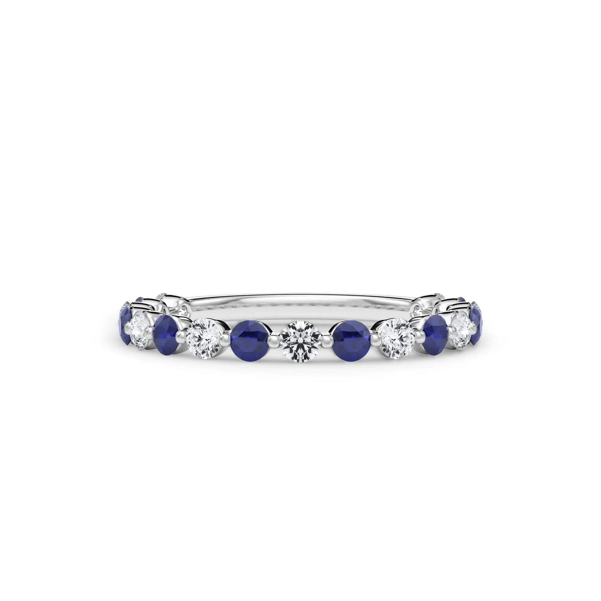 1/3 CT. Tw. Lab Grown Diamond & Lab-Created Sapphire Half Eternity Anniversary Band Ring 14K White Gold Size 5 3mm