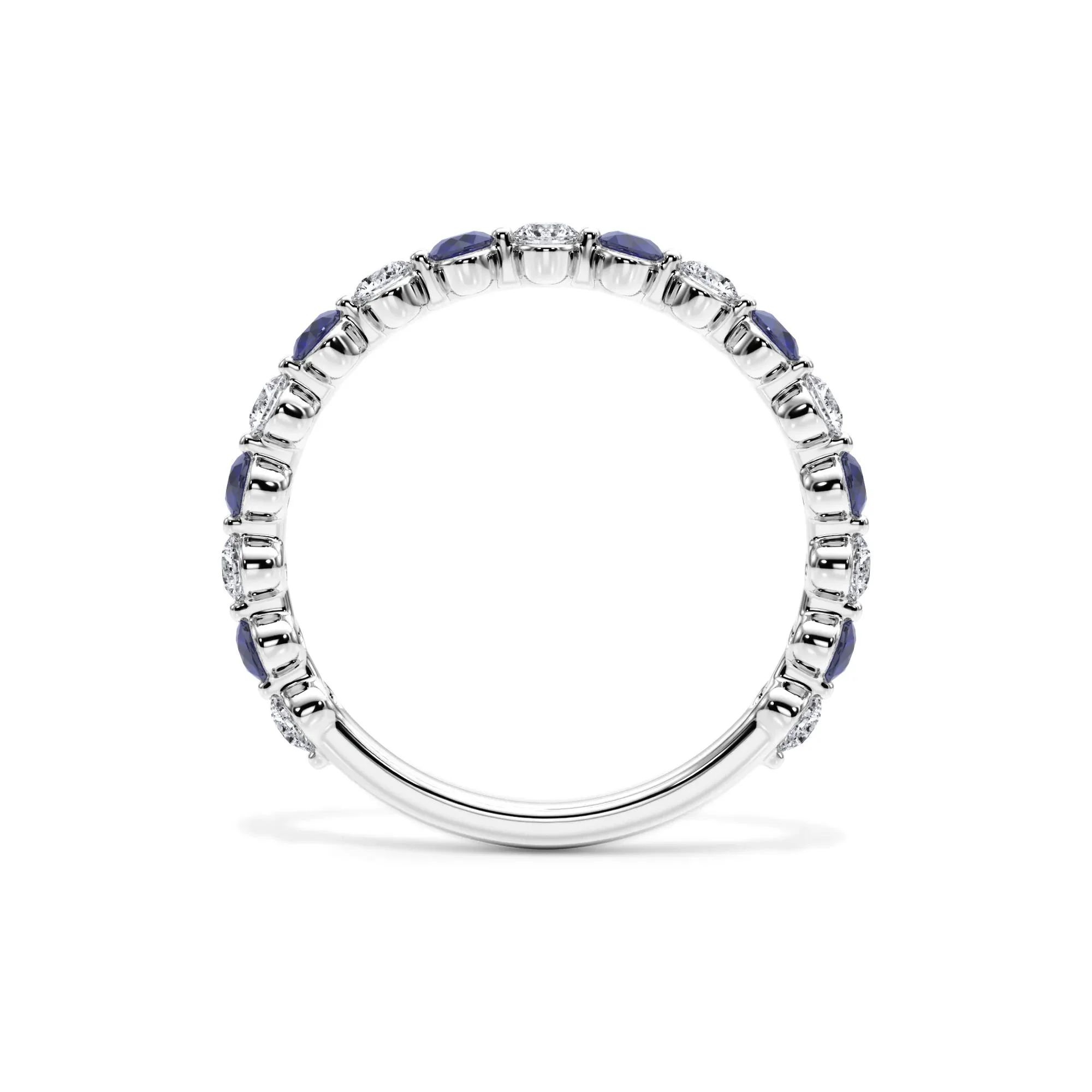1/3 CT. Tw. Lab Grown Diamond & Lab-Created Sapphire Half Eternity Anniversary Band Ring 14K White Gold Size 8 3mm - Image 2