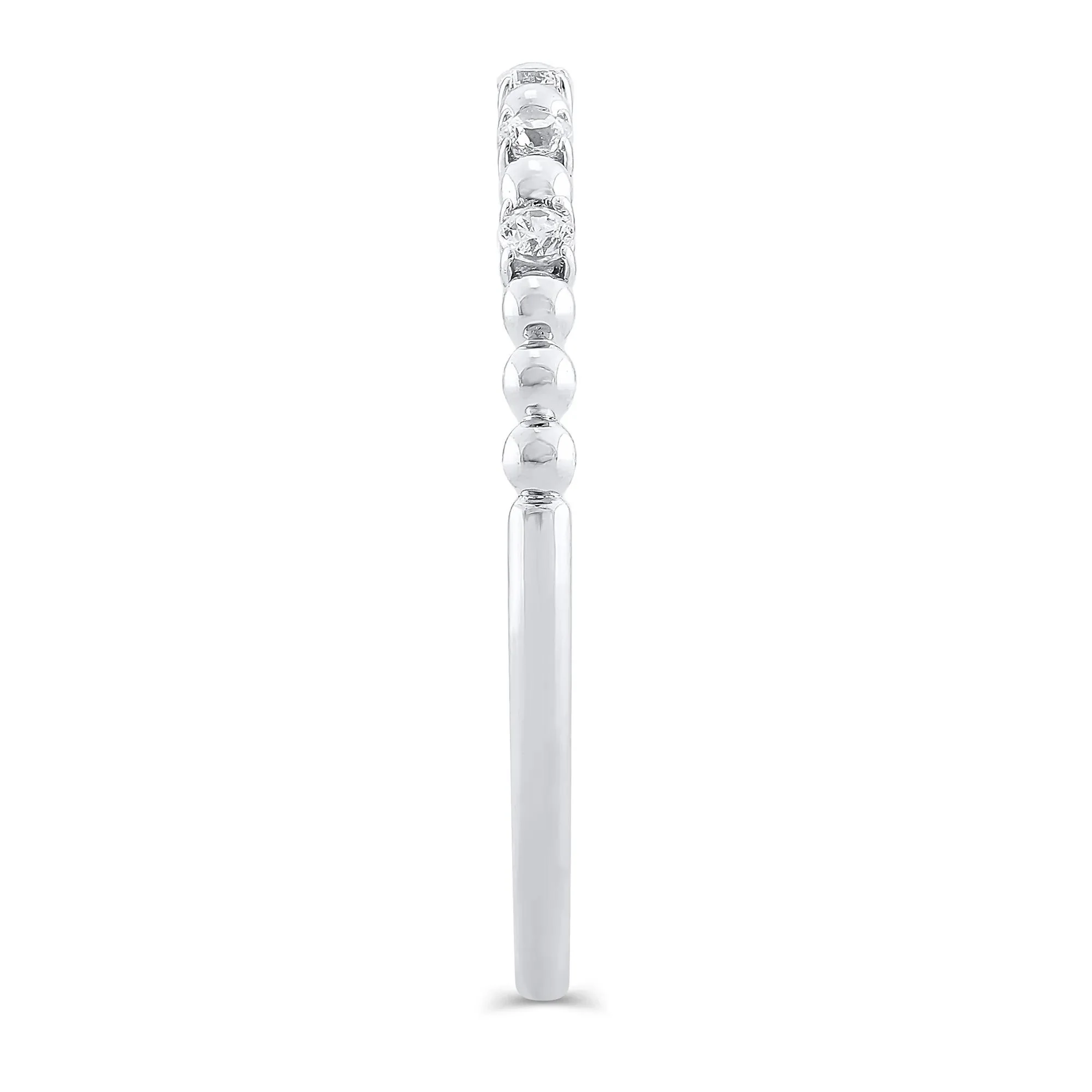 1/10 CT. Tw. Lab Grown Diamond Stack Anniversary Band Ring 10K White Gold Size 7.5 1.5mm - Image 3