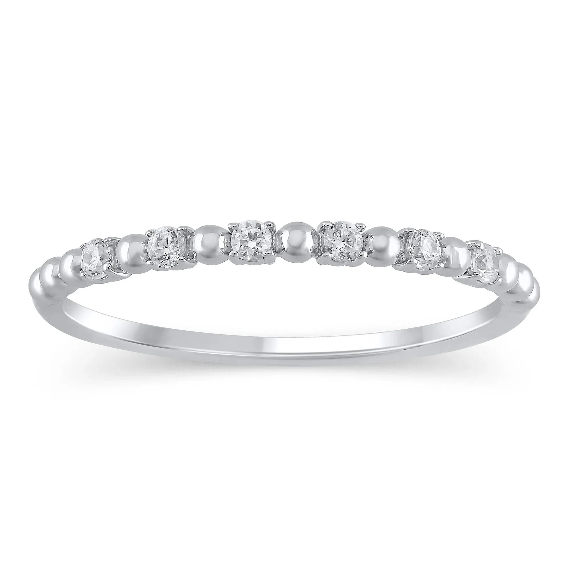 1/10 CT. Tw. Lab Grown Diamond Stack Anniversary Band Ring 10K White Gold Size 9.5 1.5mm