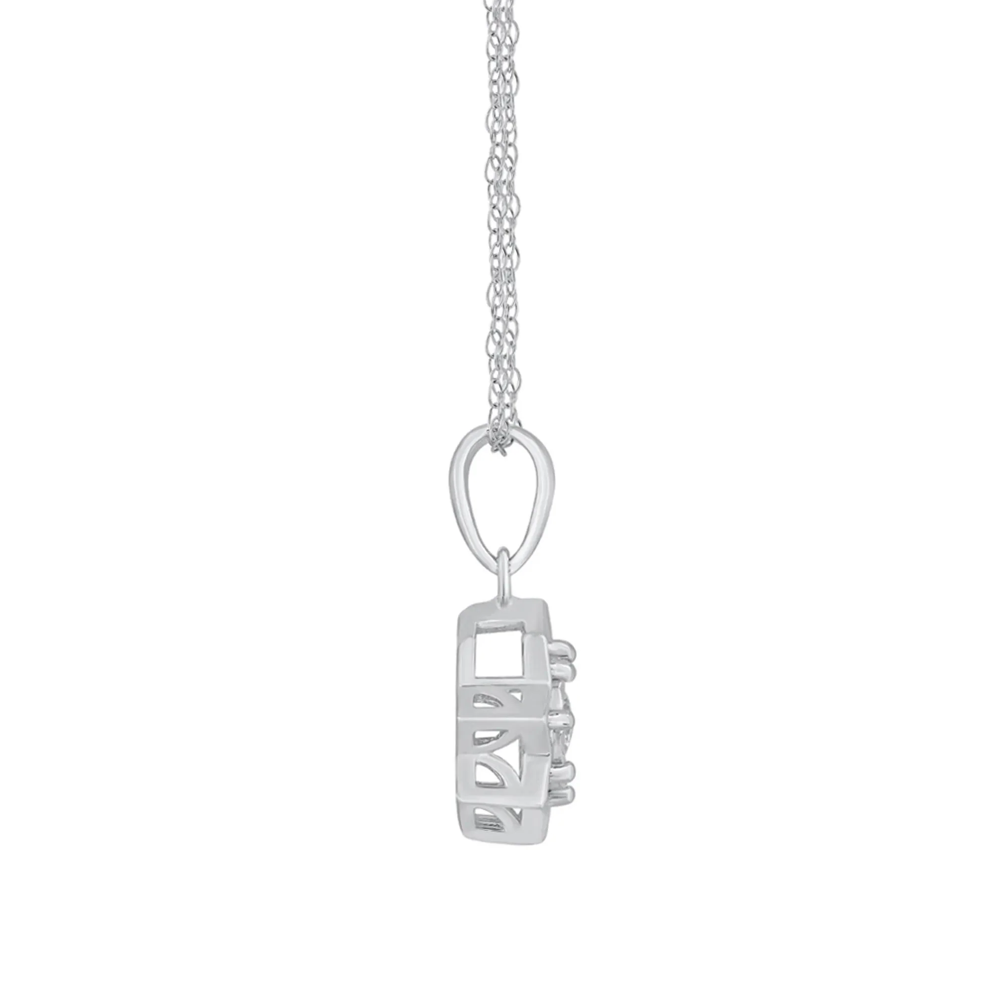 1/8 CT. Tw. Diamond Illusion Plate Star Pendant Necklace 10K White Gold Size 18" - Image 2