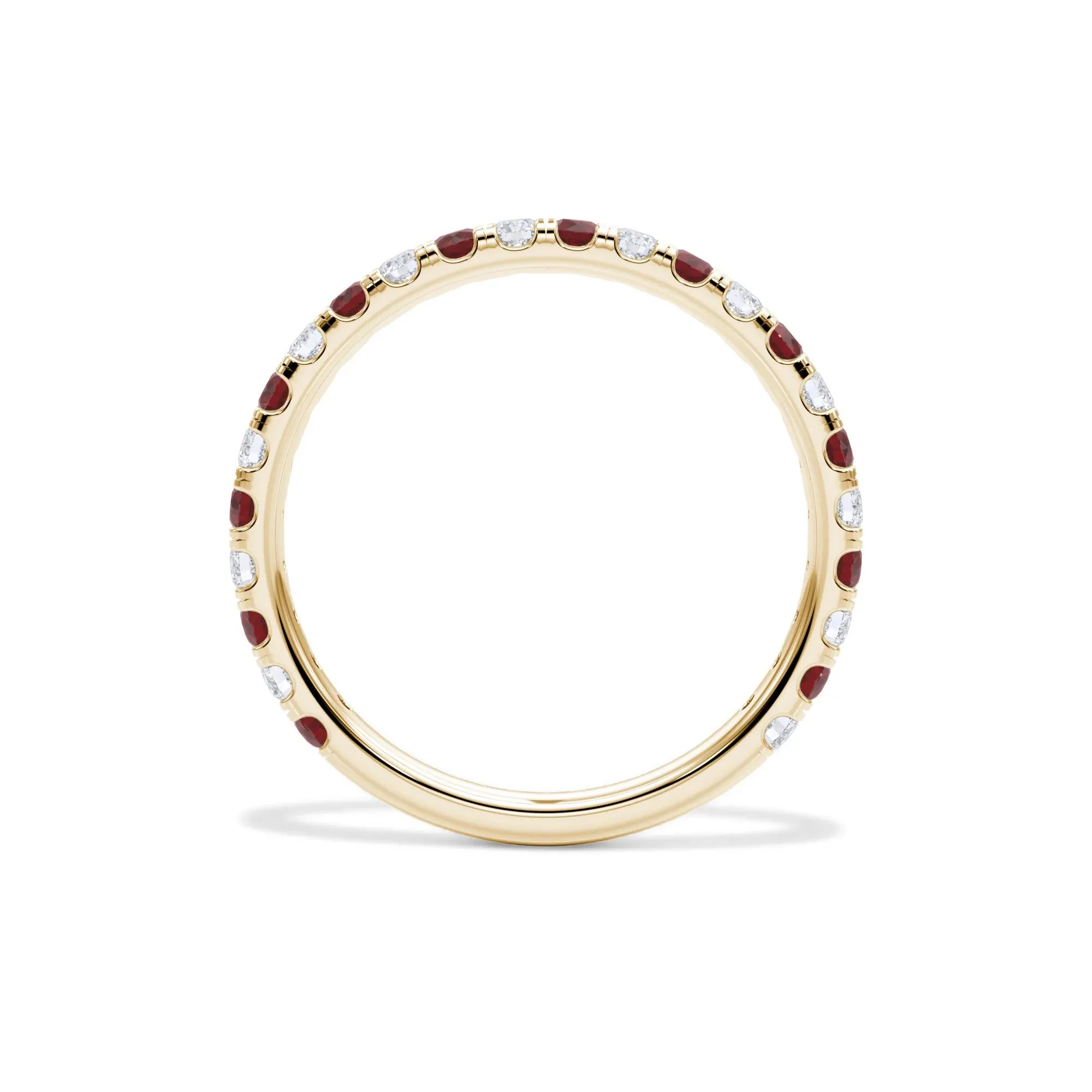 1/3 CT. Tw. Lab Grown Diamond & Lab-Created Ruby Anniversary Band Ring 14K Yellow Gold Size 6.5 3mm - Image 2