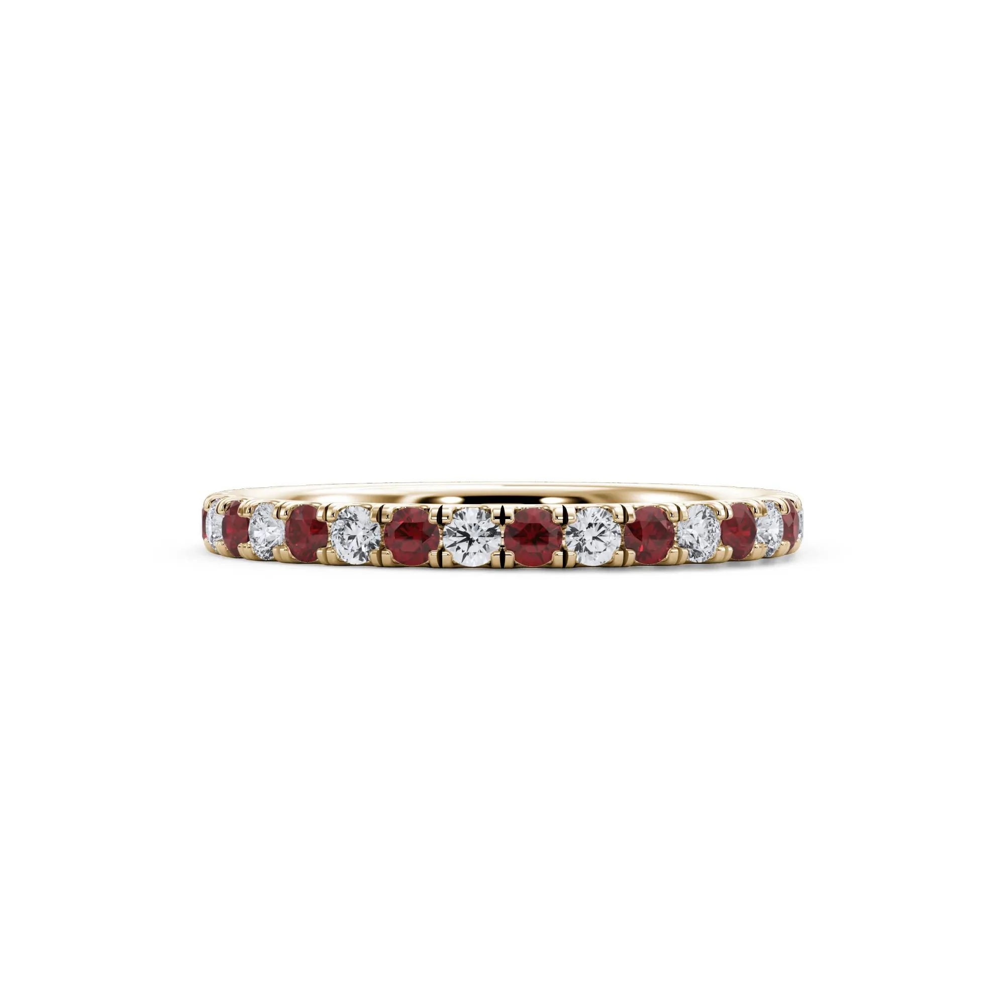 1/3 CT. Tw. Lab Grown Diamond & Lab-Created Ruby Anniversary Band Ring 14K Yellow Gold Size 8.5 3mm