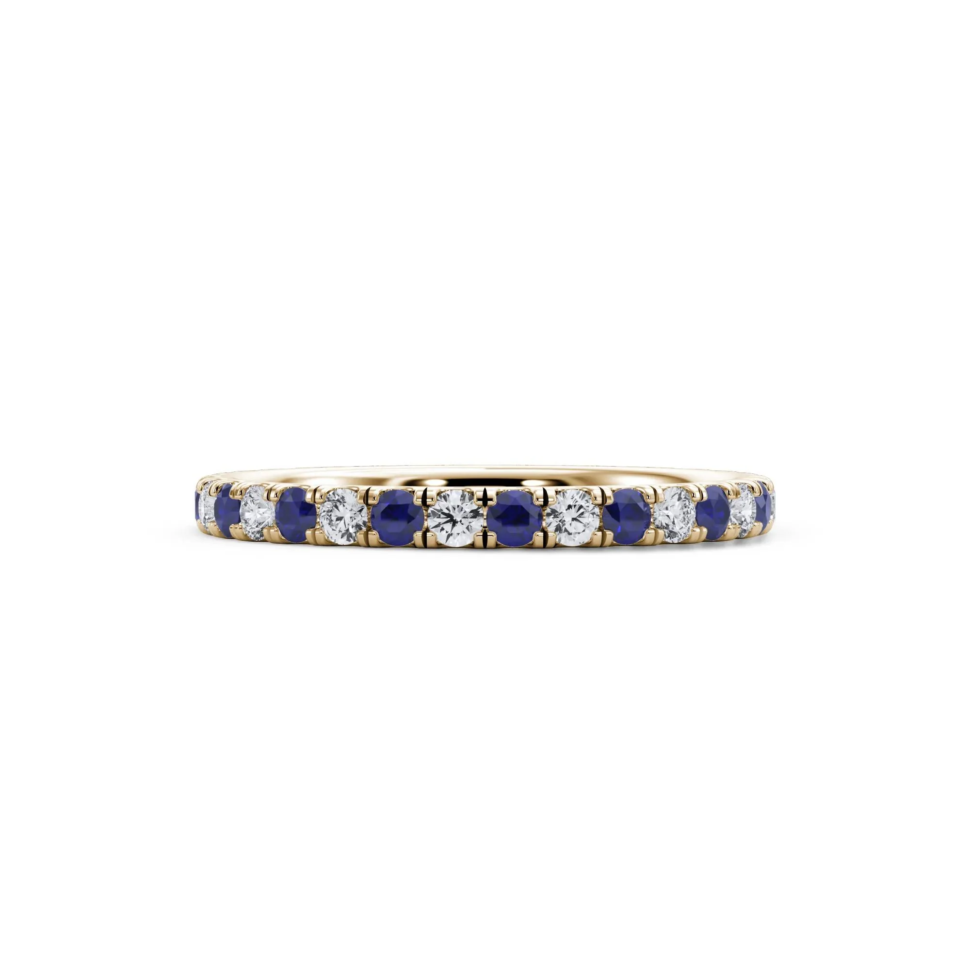 1/3 CT. Tw. Lab Grown Diamond & Lab-Created Sapphire Anniversary Band Ring 14K Yellow Gold Size 5.5 3mm