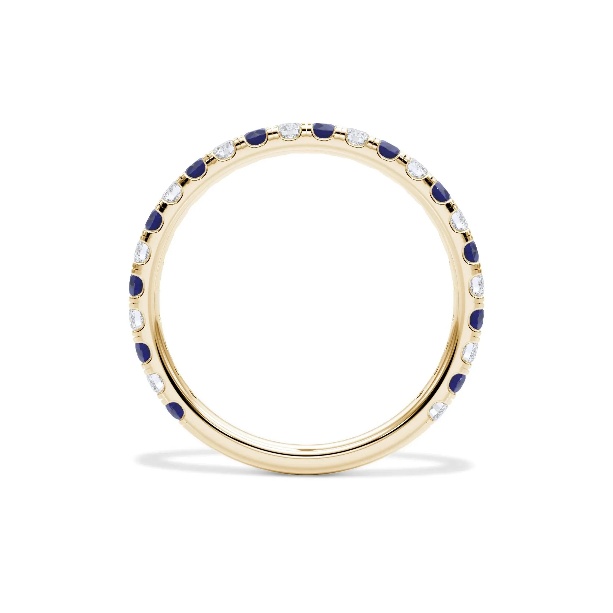 1/3 CT. Tw. Lab Grown Diamond & Lab-Created Sapphire Anniversary Band Ring 14K Yellow Gold Size 6.5 3mm - Image 2
