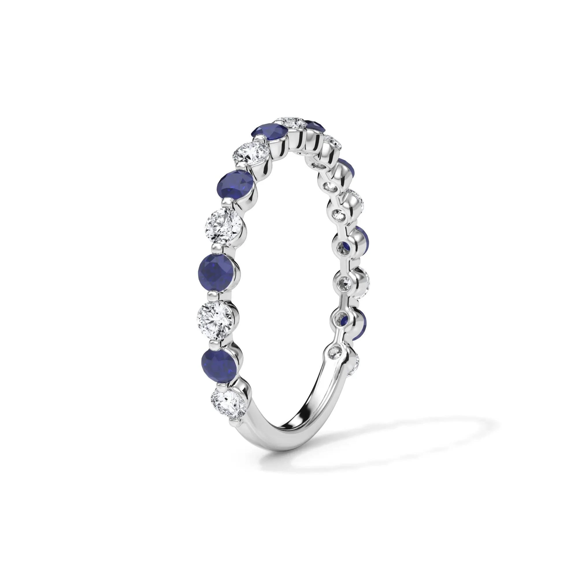 1/3 CT. Tw. Lab Grown Diamond & Lab-Created Sapphire Half Eternity Anniversary Band Ring Platinum White Size 8.5 3mm - Image 3