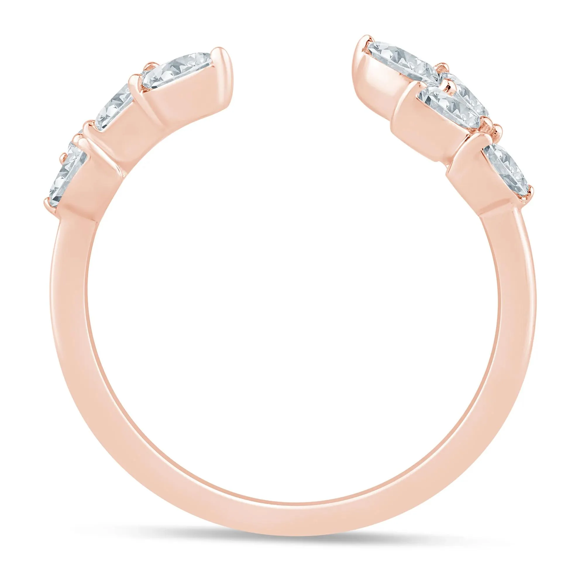 3/8 CT. Tw. Lab Grown Diamond Floral Open Anniversary Band Ring 14K Rose Gold Size 6 1mm - Image 2
