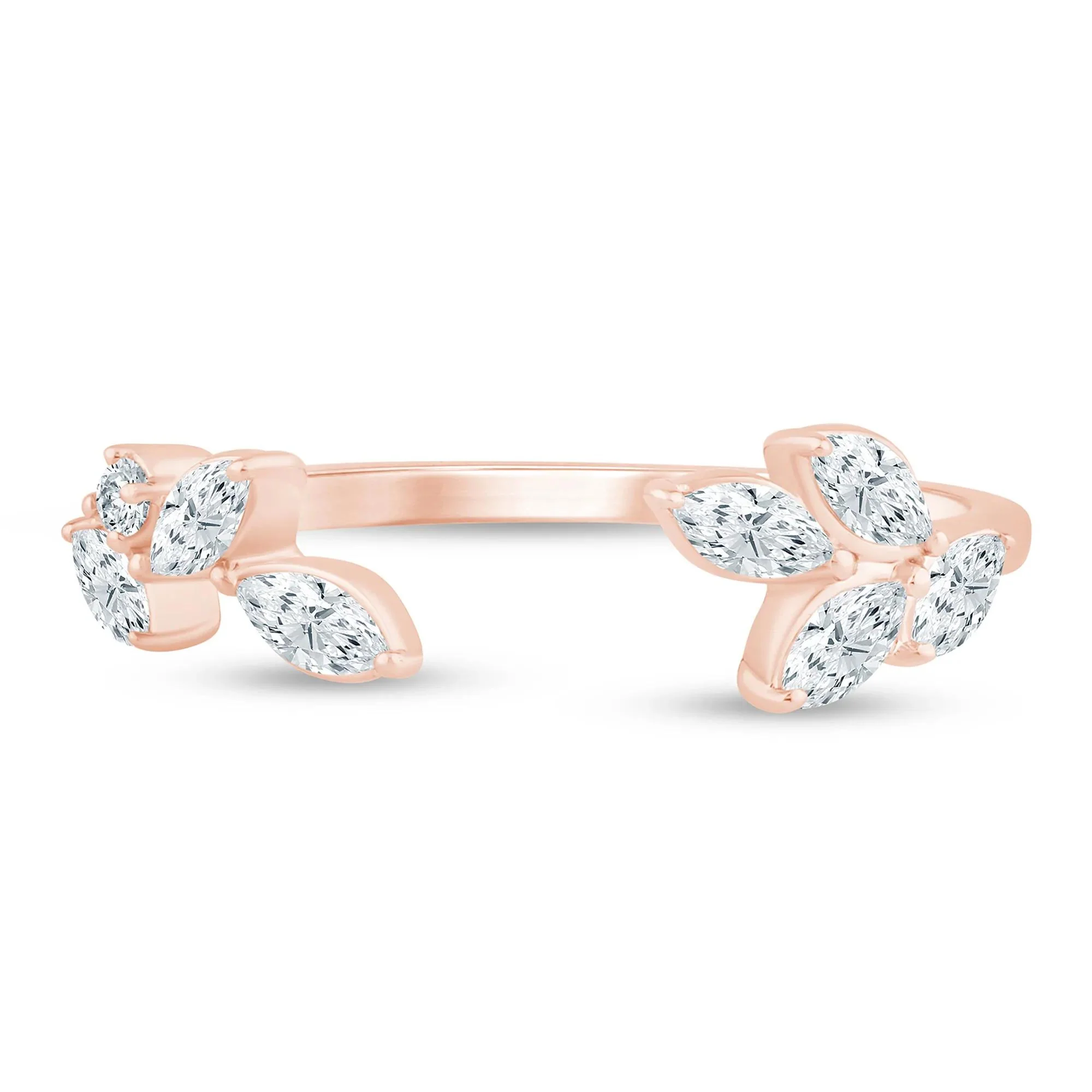3/8 CT. Tw. Lab Grown Diamond Floral Open Anniversary Band Ring 14K Rose Gold Size 7 1mm