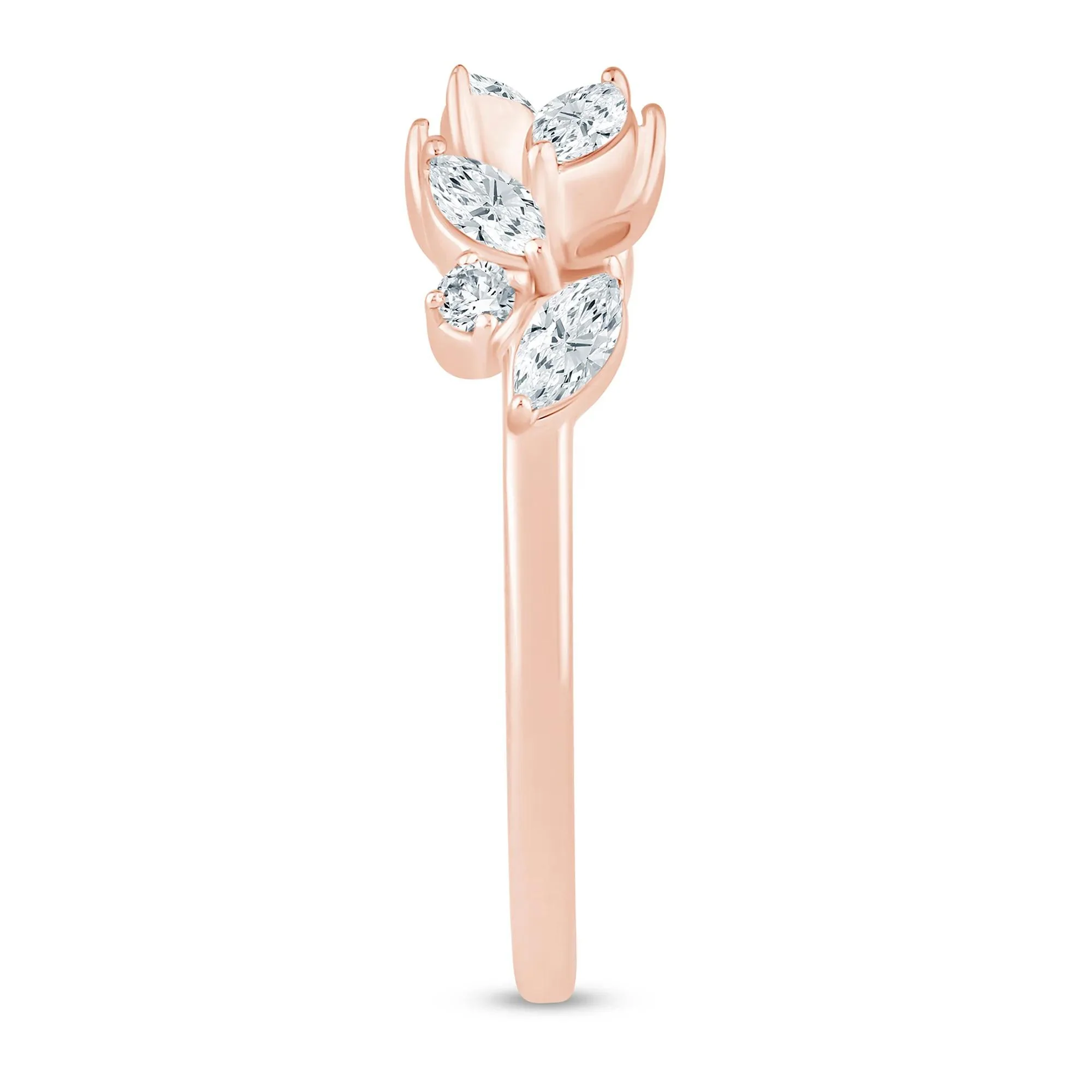 3/8 CT. Tw. Lab Grown Diamond Floral Open Anniversary Band Ring 14K Rose Gold Size 7 1mm - Image 3