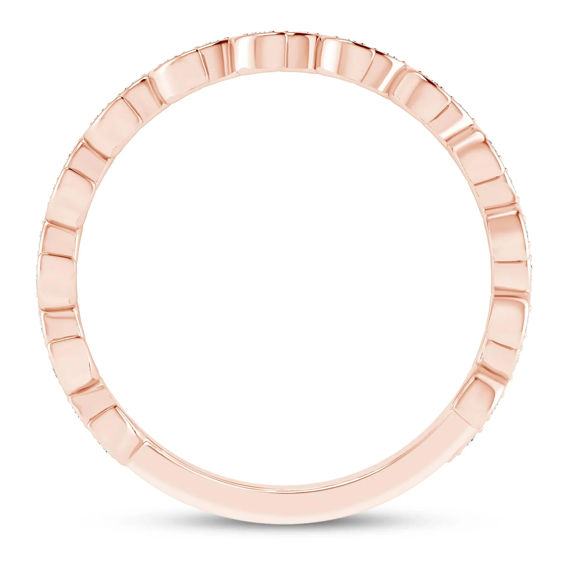 1/7 CT. Tw. Lab Grown Diamond Floral Stack Anniversary Band Ring 10K Rose Gold Size 8.5 1mm - Image 2