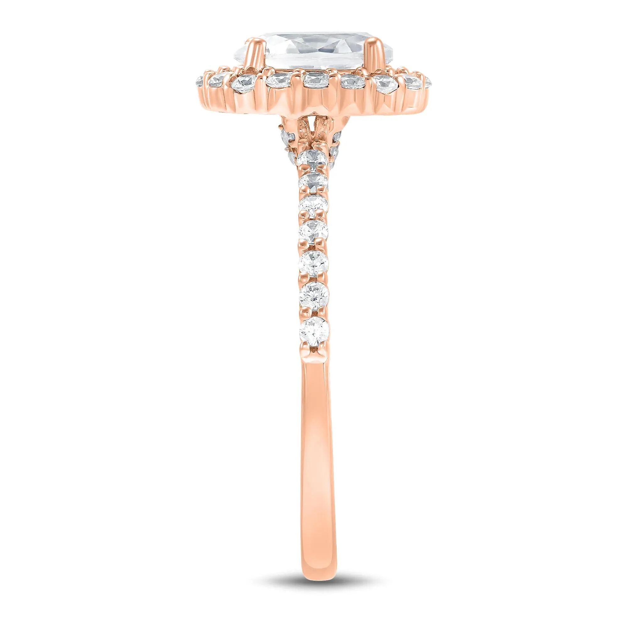 1 3/4 CT. Tw. Lab Grown Diamond Oval Halo Engagement Ring 14K Rose Gold Size 5 1mm - Image 3