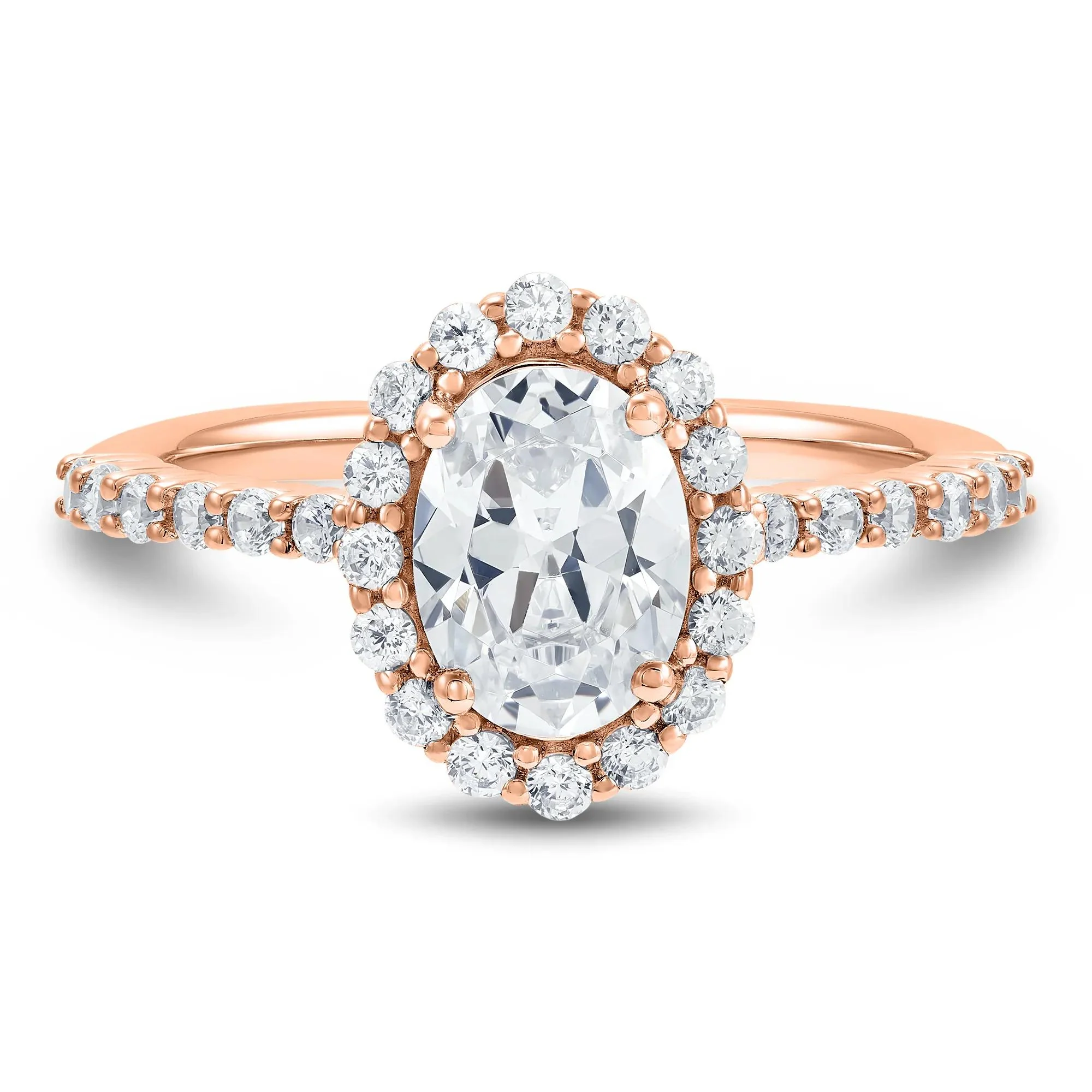 1 3/4 CT. Tw. Lab Grown Diamond Oval Halo Engagement Ring 14K Rose Gold Size 7.5 1mm