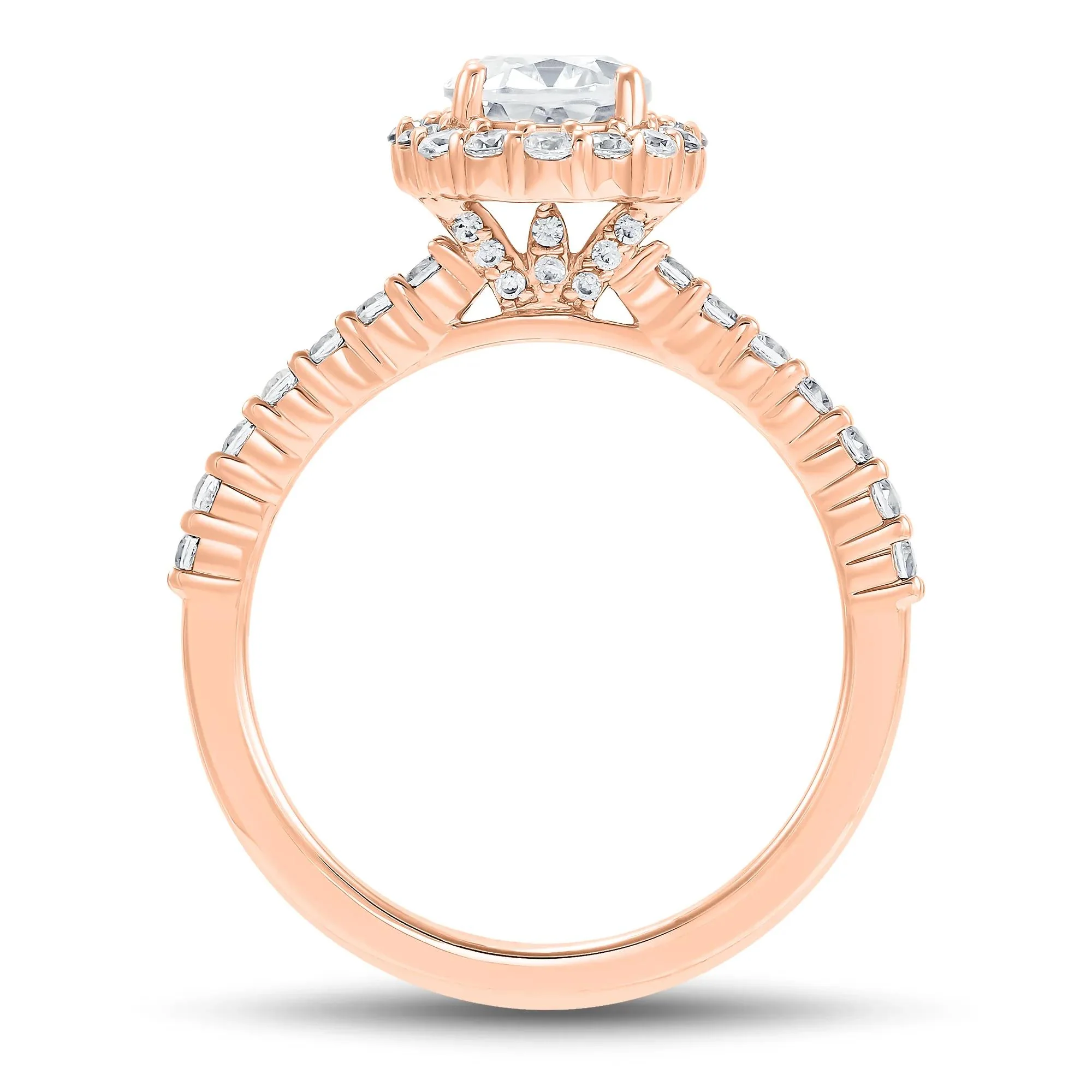 1 3/4 CT. Tw. Lab Grown Diamond Oval Halo Engagement Ring 14K Rose Gold Size 9 1mm - Image 2