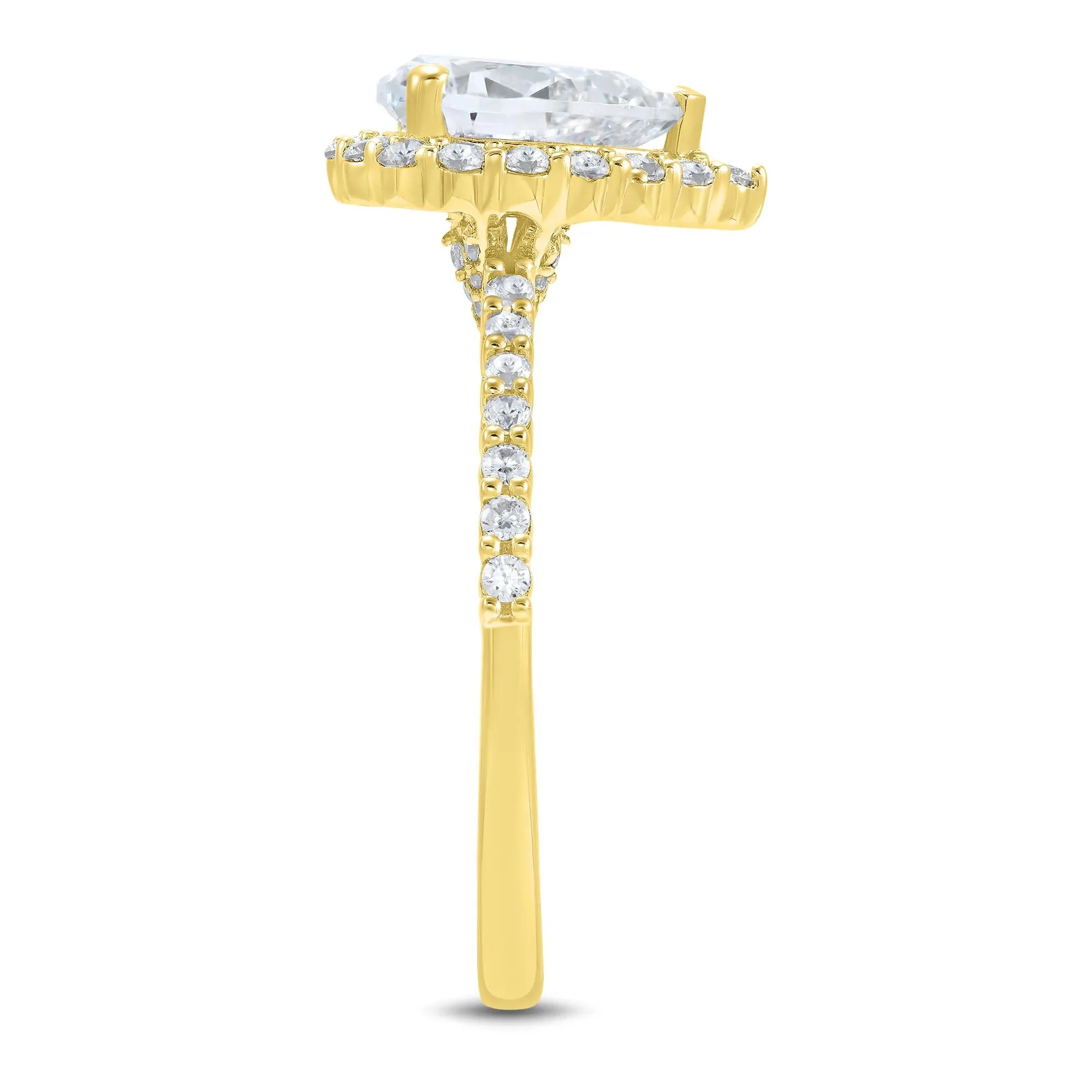 1 3/4 CT. Tw. Lab Grown Diamond Pear-Shaped Halo Engagement Ring 14K Yellow Gold Size 5.5 1mm - Image 3