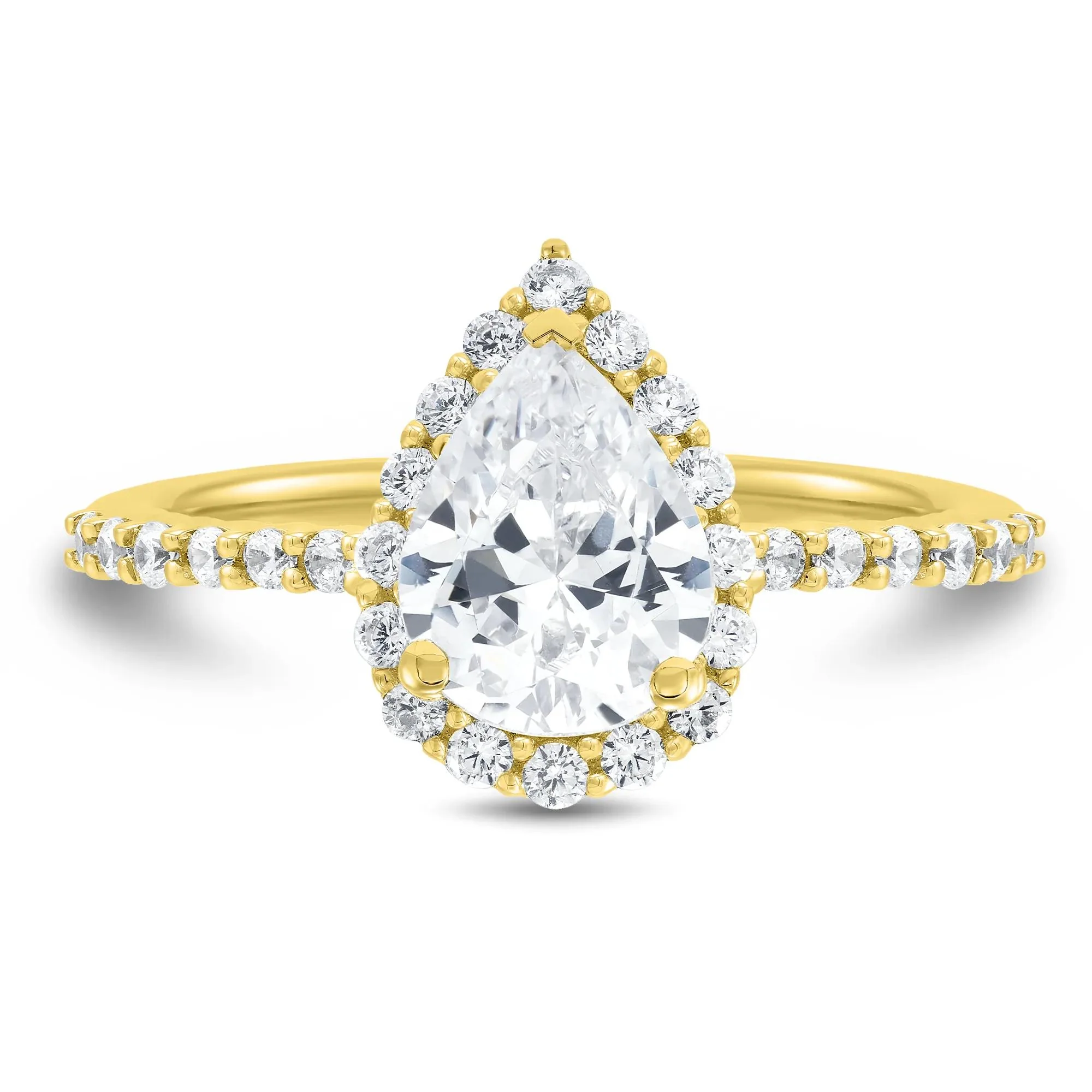 1 3/4 CT. Tw. Lab Grown Diamond Pear-Shaped Halo Engagement Ring 14K Yellow Gold Size 8.5 1mm