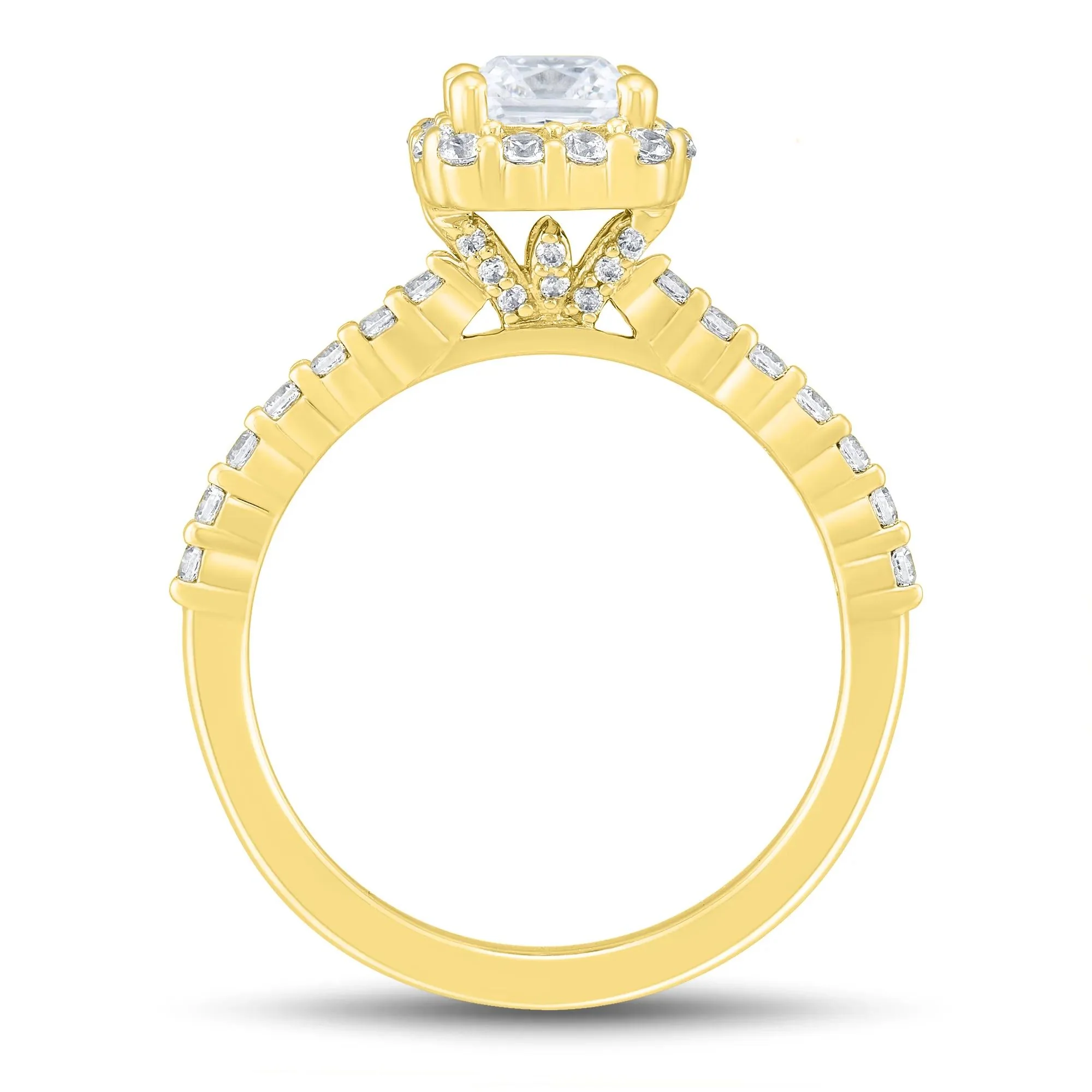 1 3/4 CT. Tw. Lab Grown Diamond Emerald-Cut Halo Engagement Ring 14K Yellow Gold Size 8 1mm - Image 3