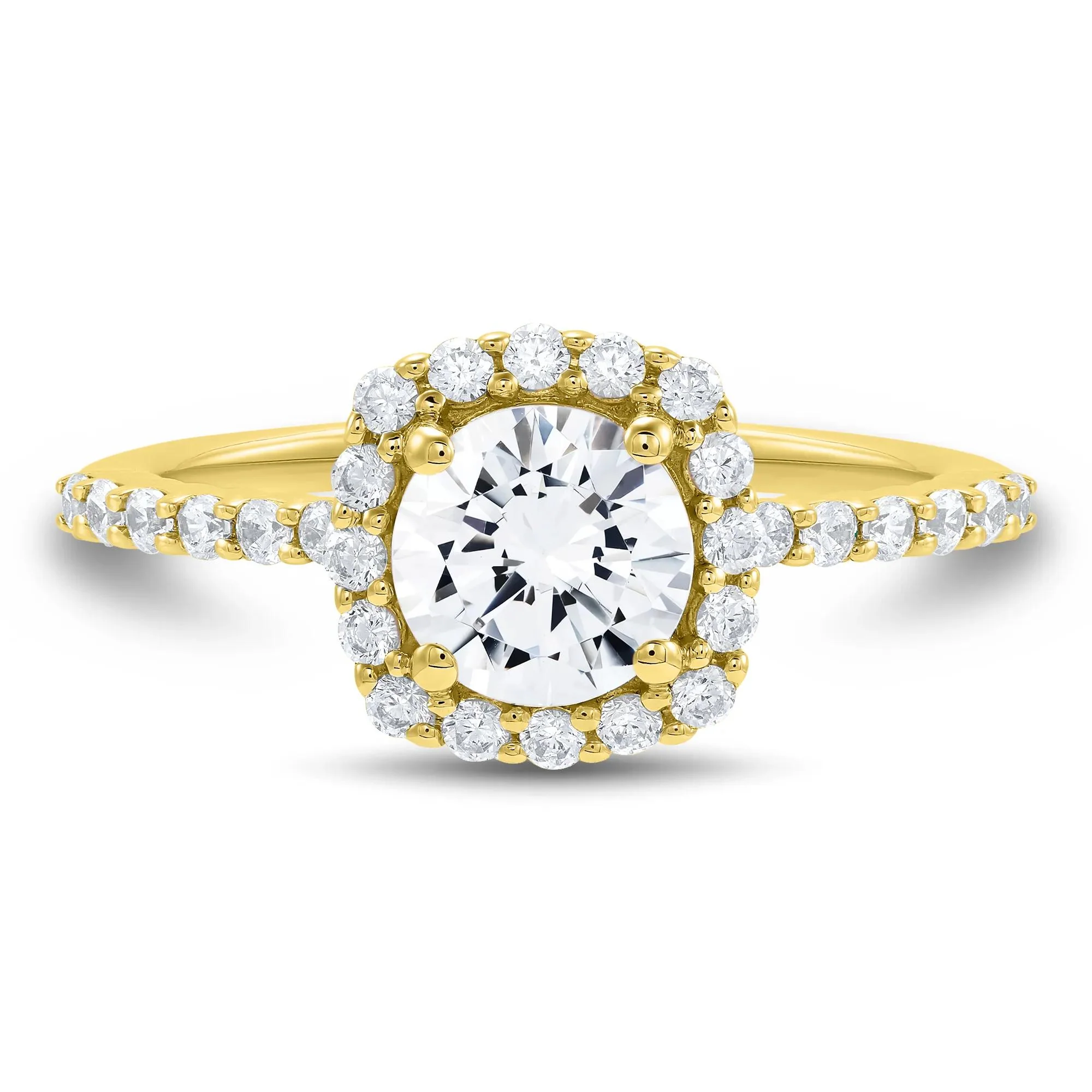 1 3/4 CT. Tw. Lab Grown Diamond Cushion Halo Engagement Ring 14K Yellow Gold Size 8.5 1mm